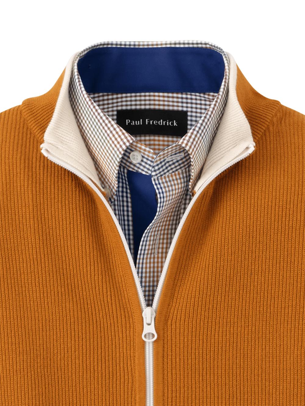 Cotton Full Zip Mock Neck Vest - Rust Product Image