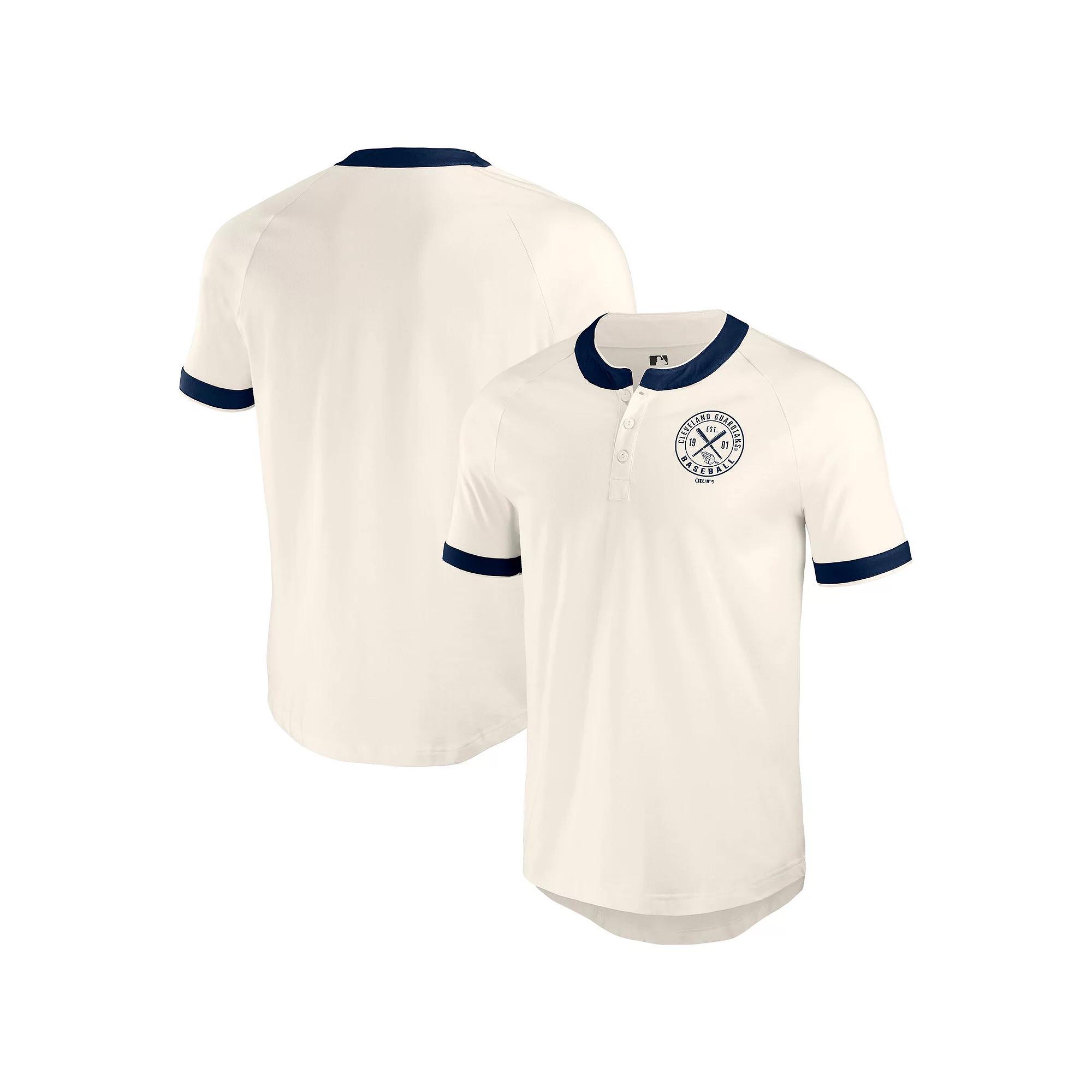 Men's Darius Rucker Collection by Fanatics White Cleveland Guardians Henley Raglan T-Shirt, Size: Medium, Grd White Product Image