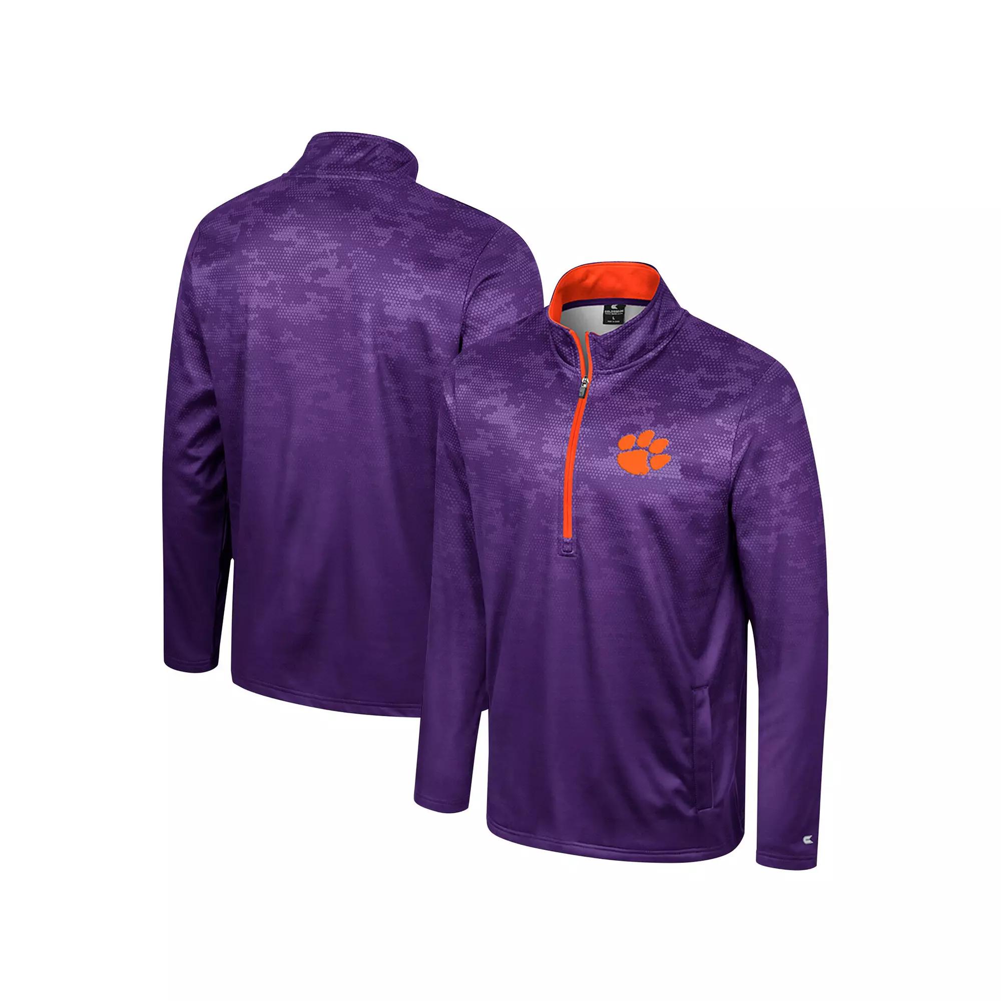 Men's Colosseum Purple Clemson Tigers The Machine Half-Zip Jacket,  Product Image
