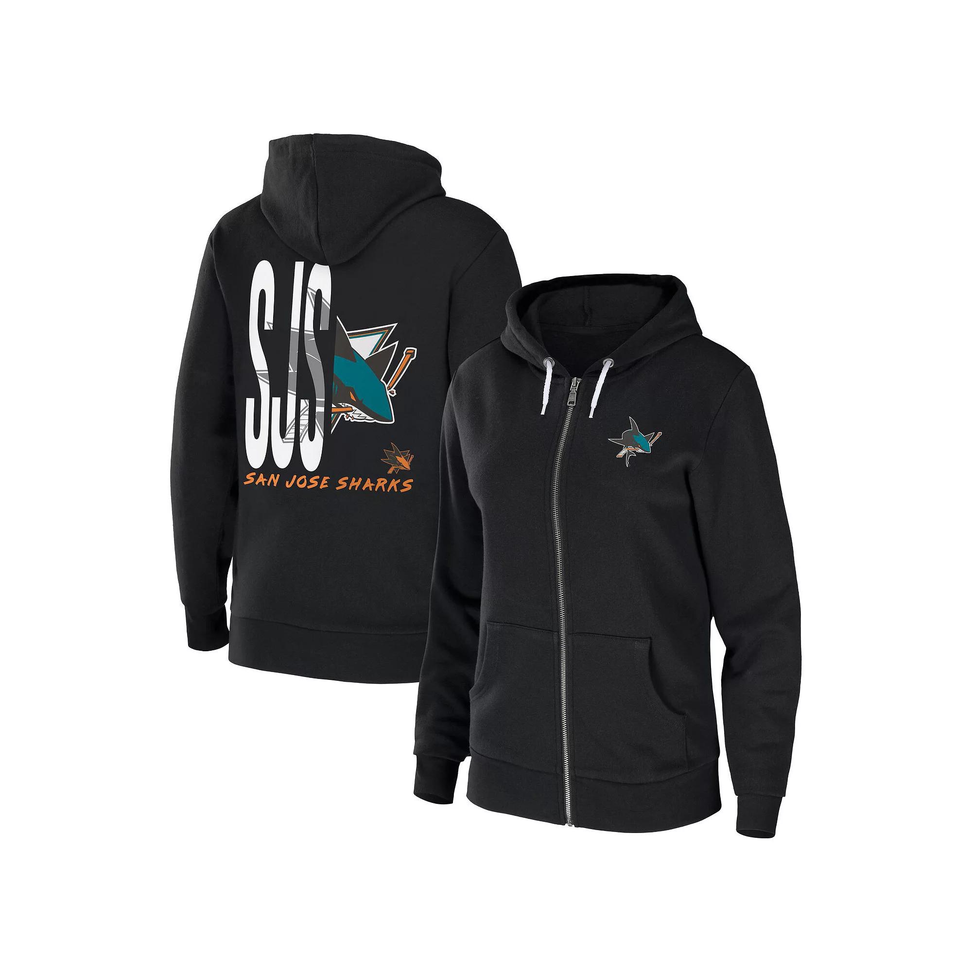 Women's WEAR by Erin Andrews Black San Jose Sharks Sponge Fleece Full-Zip Hoodie, Size: Medium, Sks Black Product Image