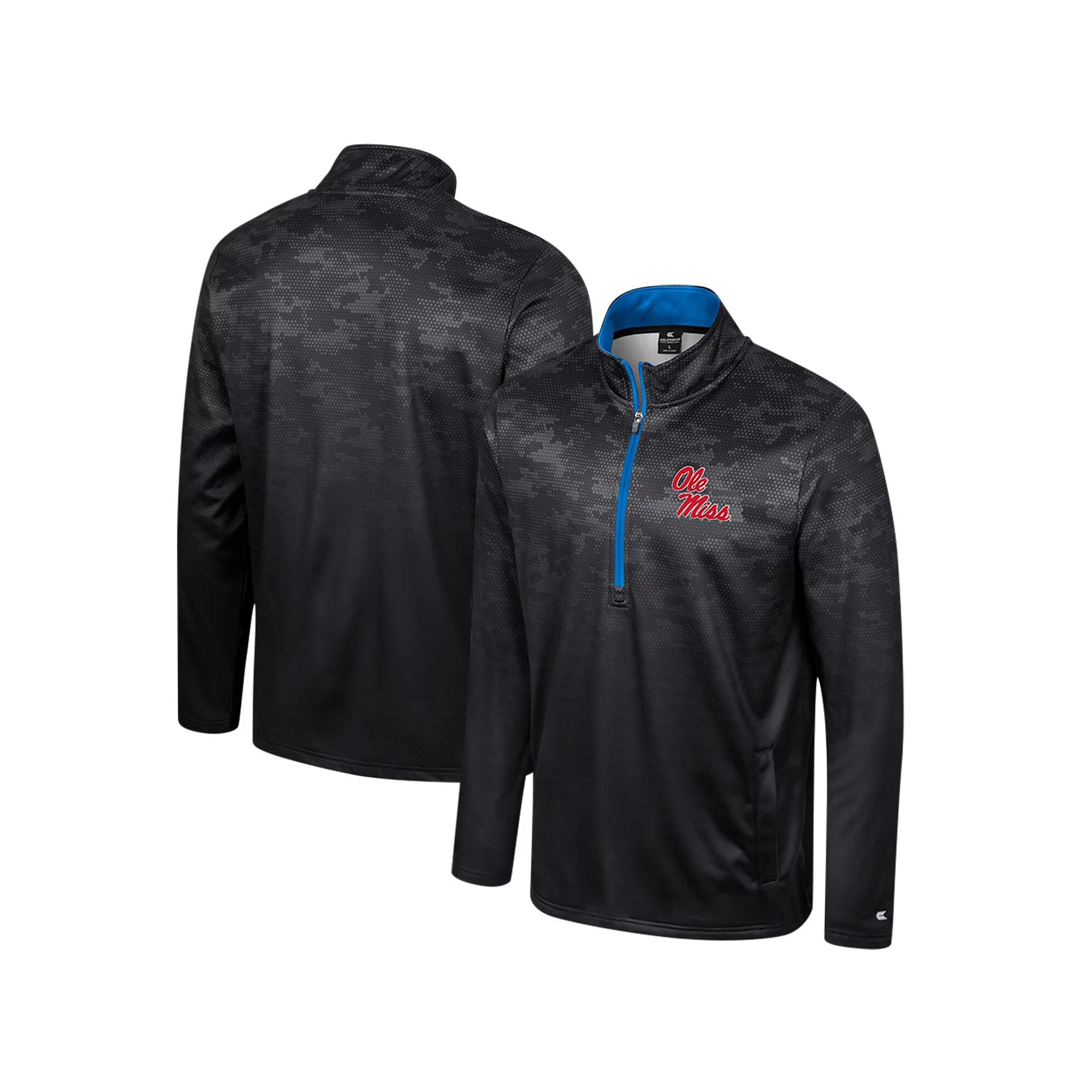 Men's Colosseum  Black Ole Miss Rebels The Machine Half-Zip Jacket, Size: XL Product Image
