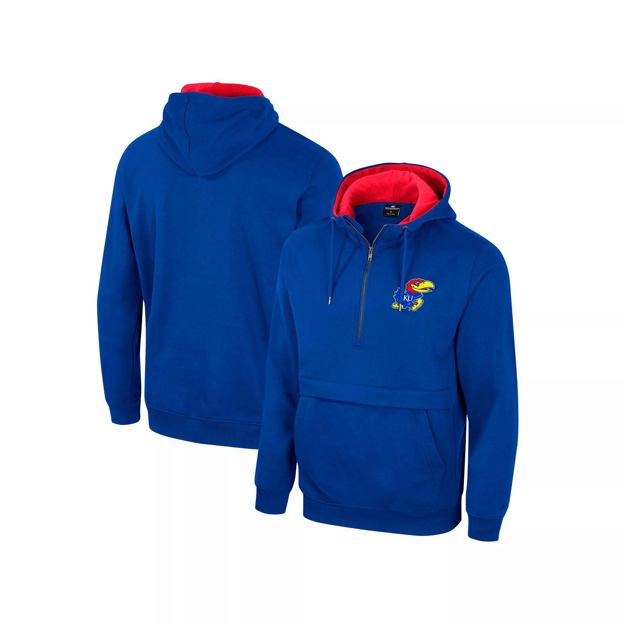 Men's Colosseum Royal Kansas Jayhawks Half-Zip Hoodie, Size: Large, Blue Product Image