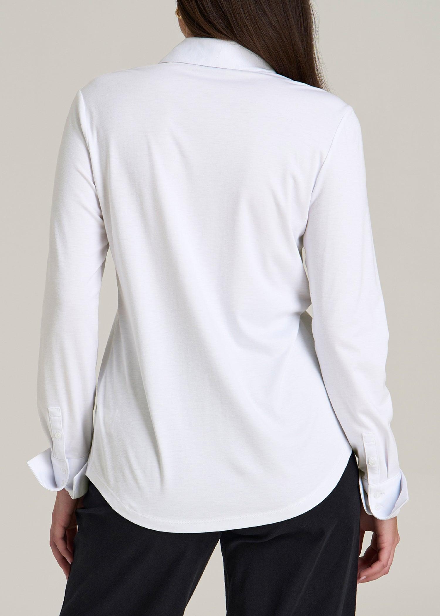 Slub Knit Button-Up Shirt for Tall Women in Bright White Female Product Image