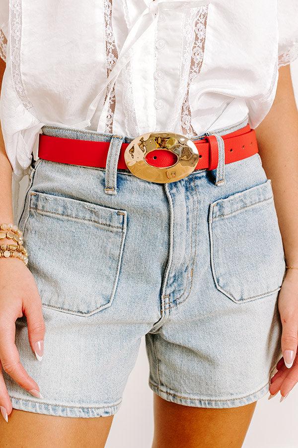 Luxe Lifestyle Faux Leather Belt in Red Product Image