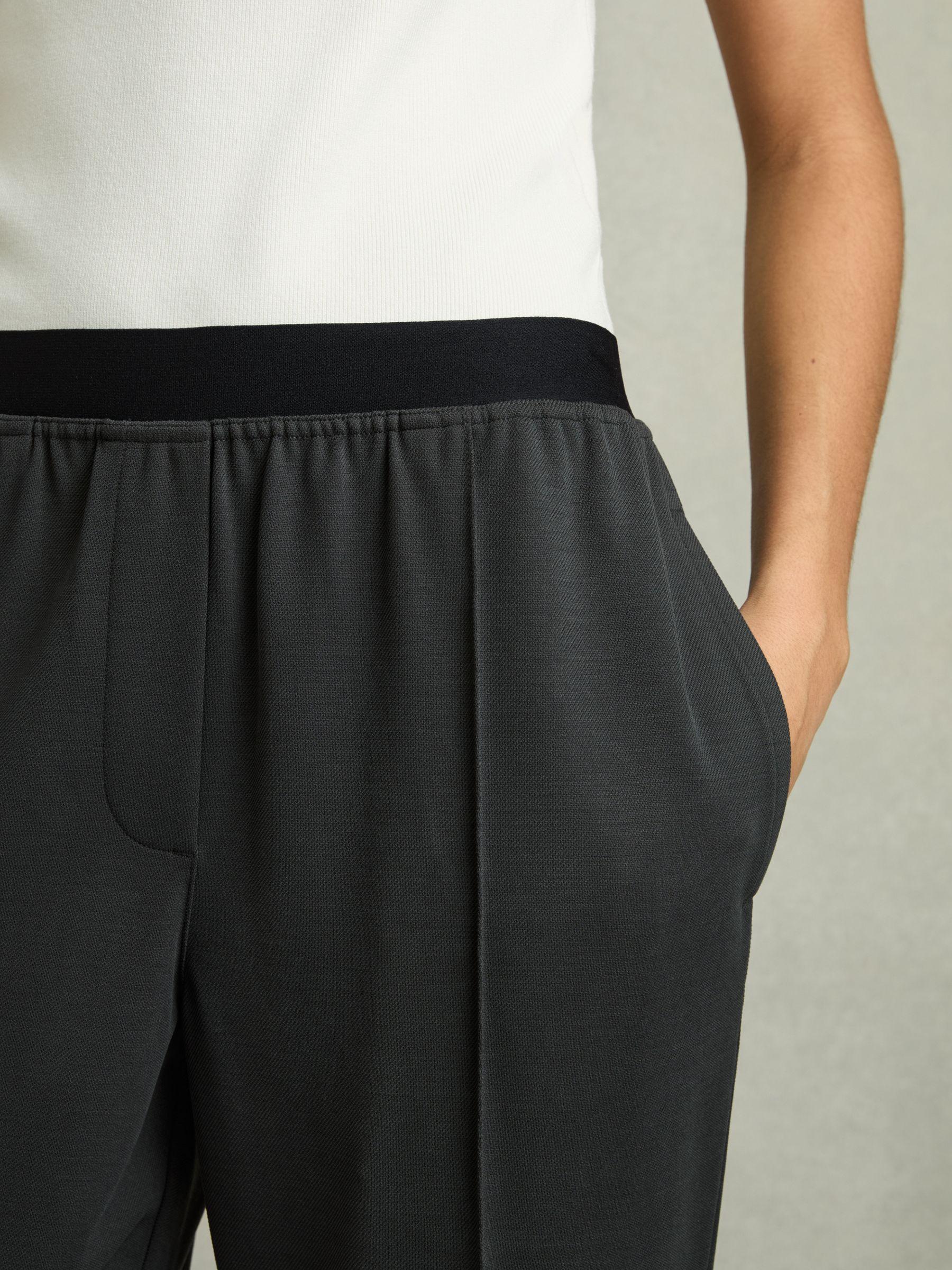Petite Elasticated-Waistband Tapered Trousers in Charcoal Grey Product Image