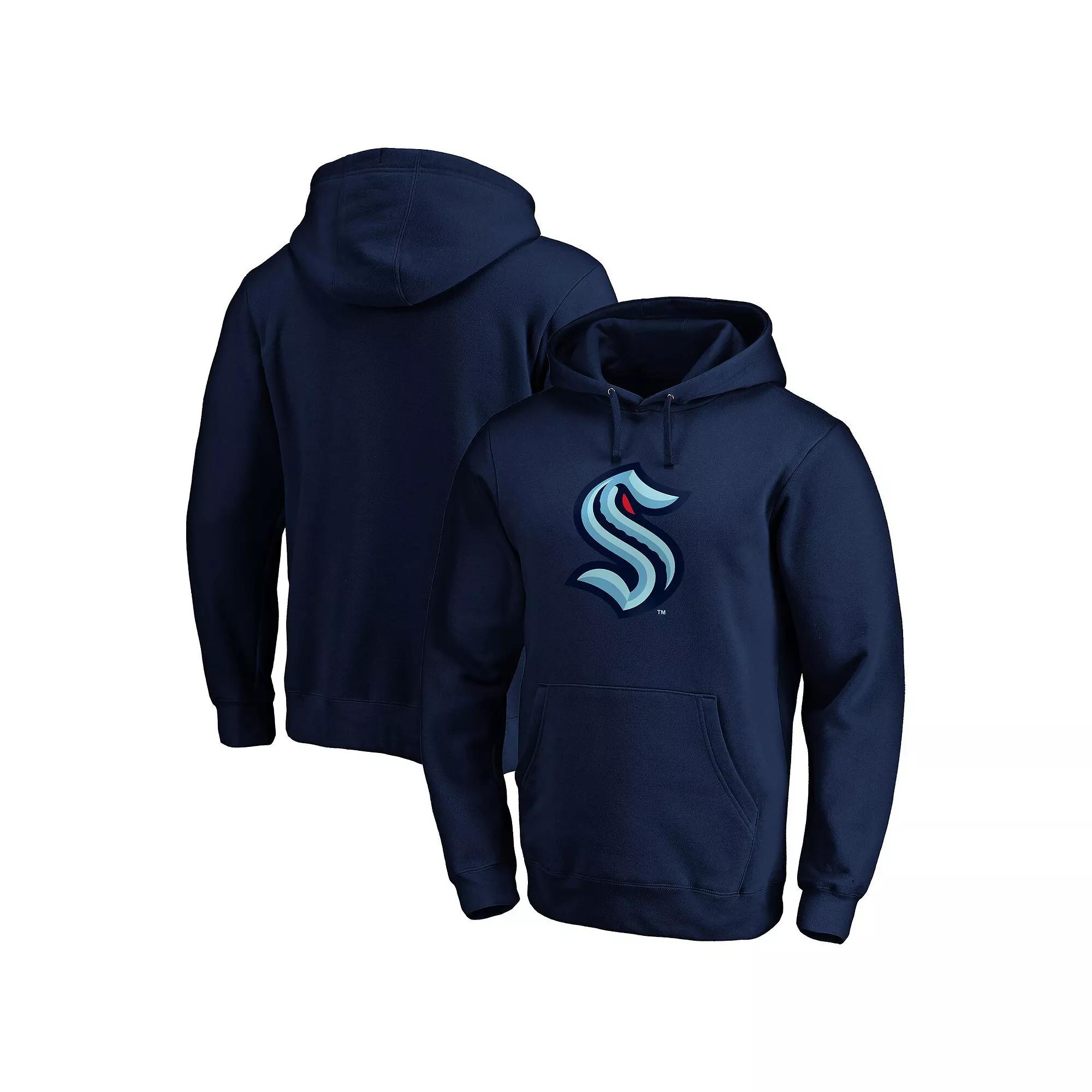 Men's Fanatics Branded Navy Seattle Kraken Primary Logo Big & Tall Pullover Hoodie, Size: 2XB, Krk Blue Product Image