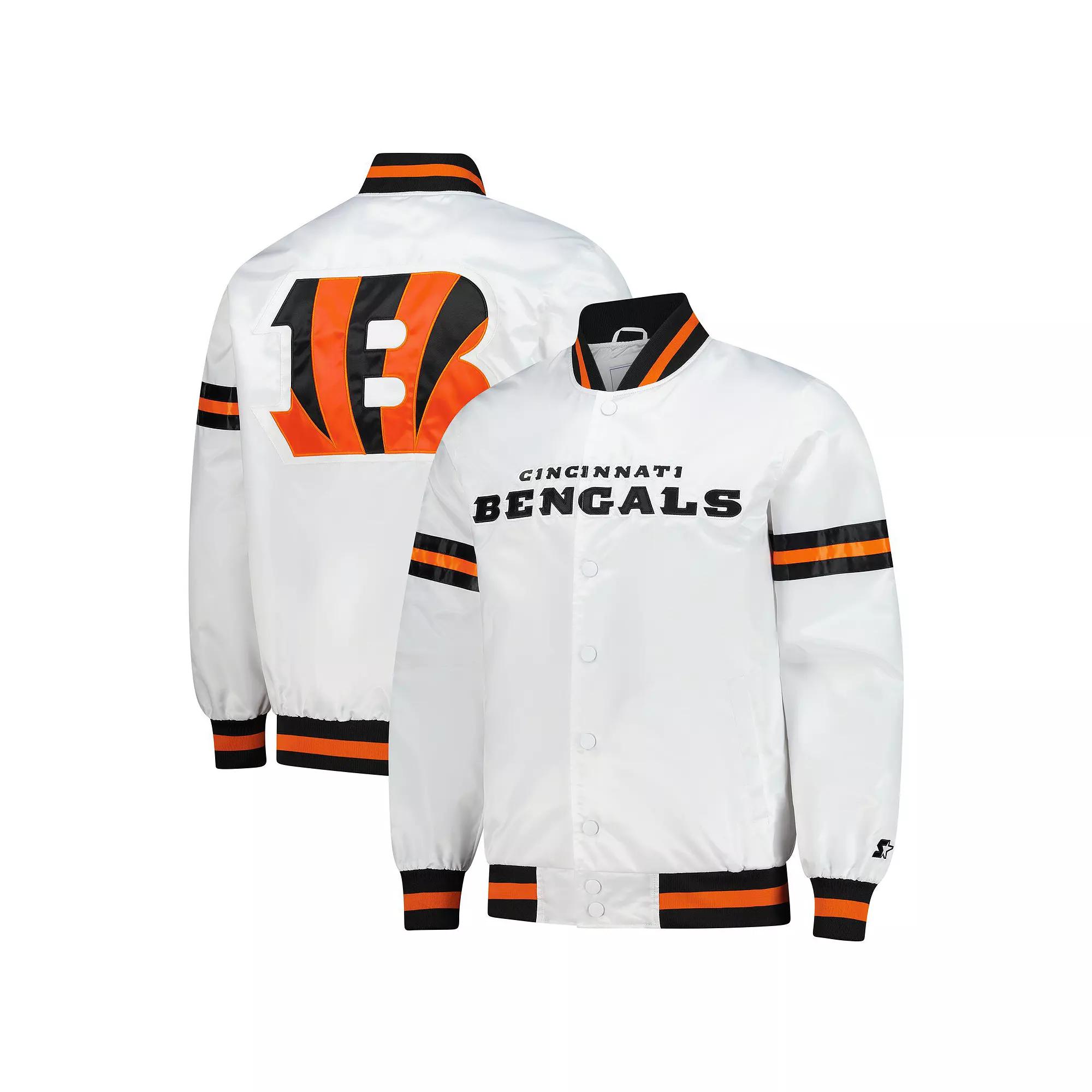 Men's Starter White Cincinnati Bengals Scout Full-Snap Varsity Jacket,  Product Image
