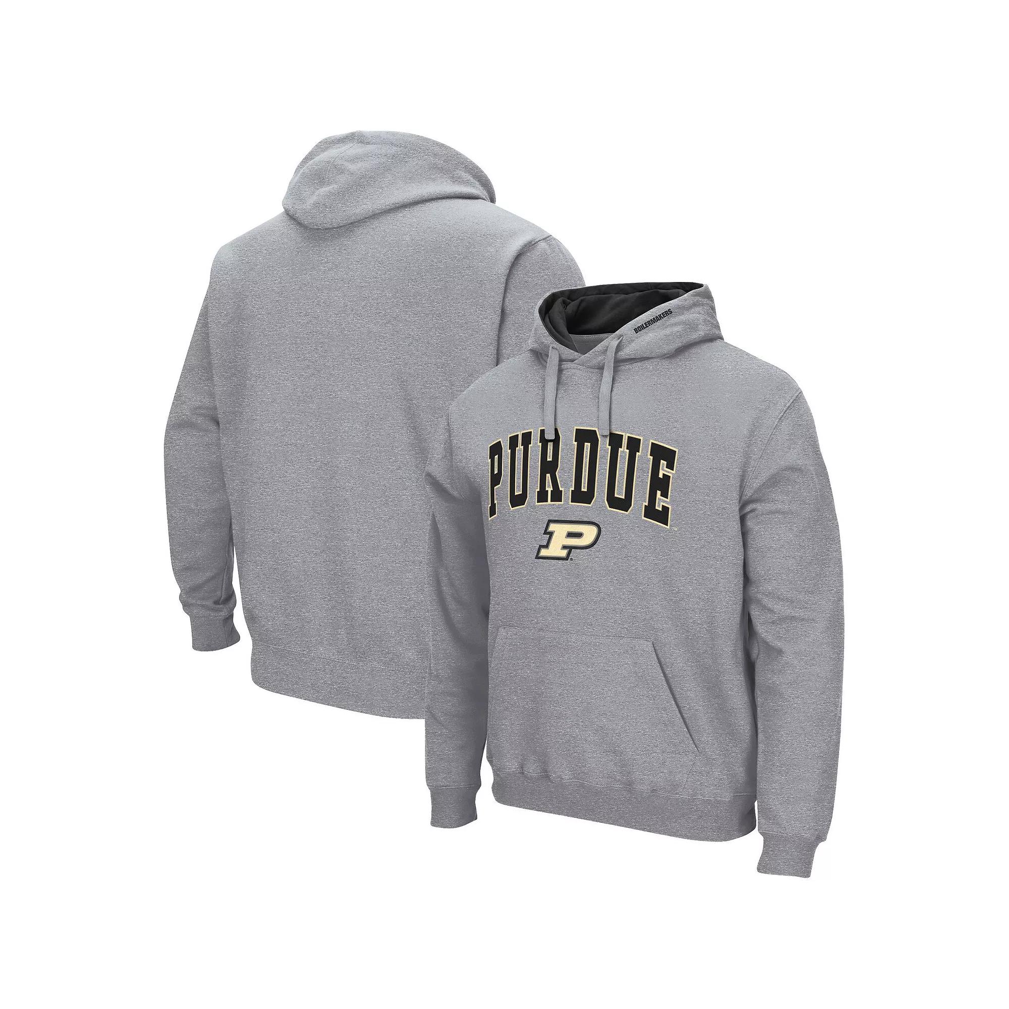 Men's Colosseum Heather Gray Purdue Boilermakers Arch & Logo 3.0 Pullover Hoodie,  Product Image