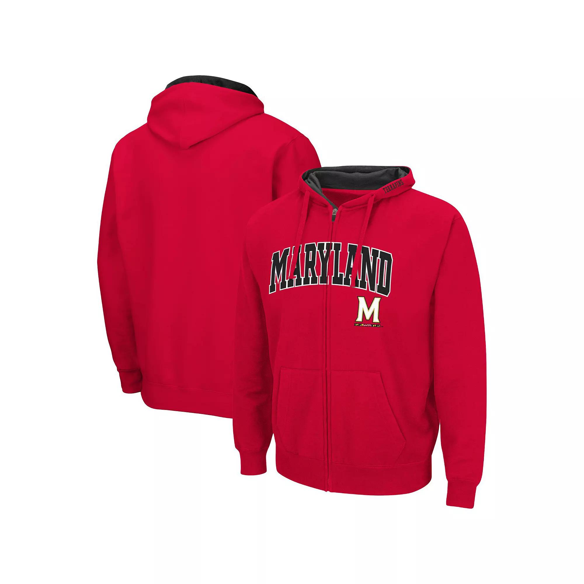 Men's Colosseum Red Maryland Terrapins Arch & Logo 3.0 Full-Zip Hoodie, Size: XL Product Image