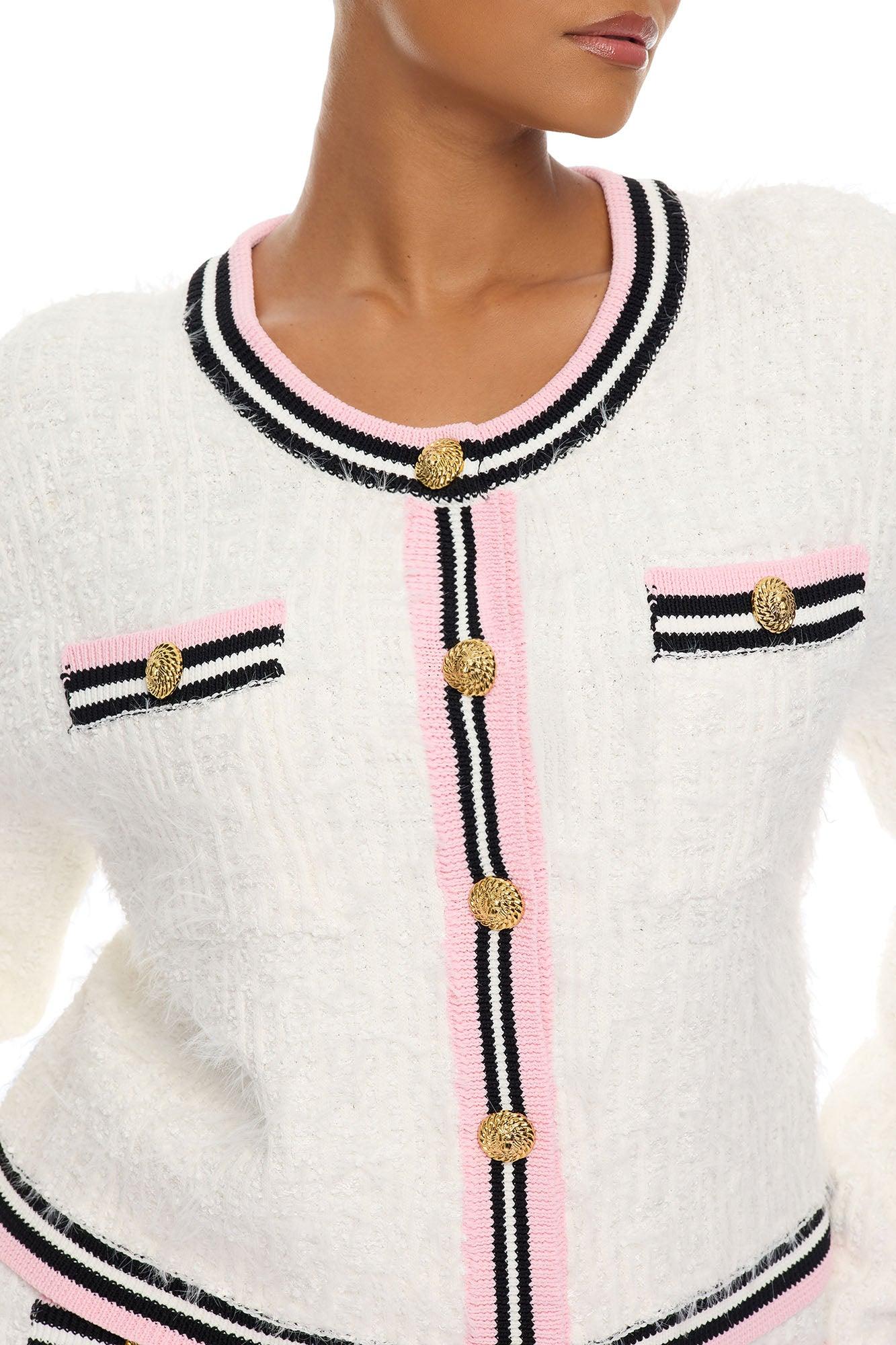 Haylee Tweed Skirt Set - White/combo Female Product Image