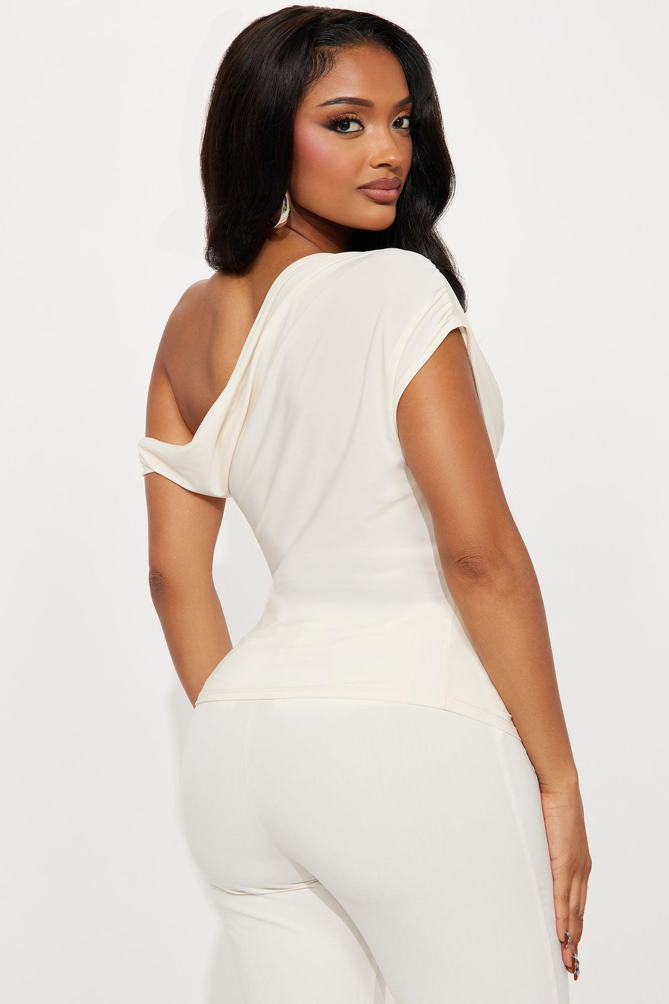 Lucina Ruched Off Shoulder Top - Cream Female Product Image