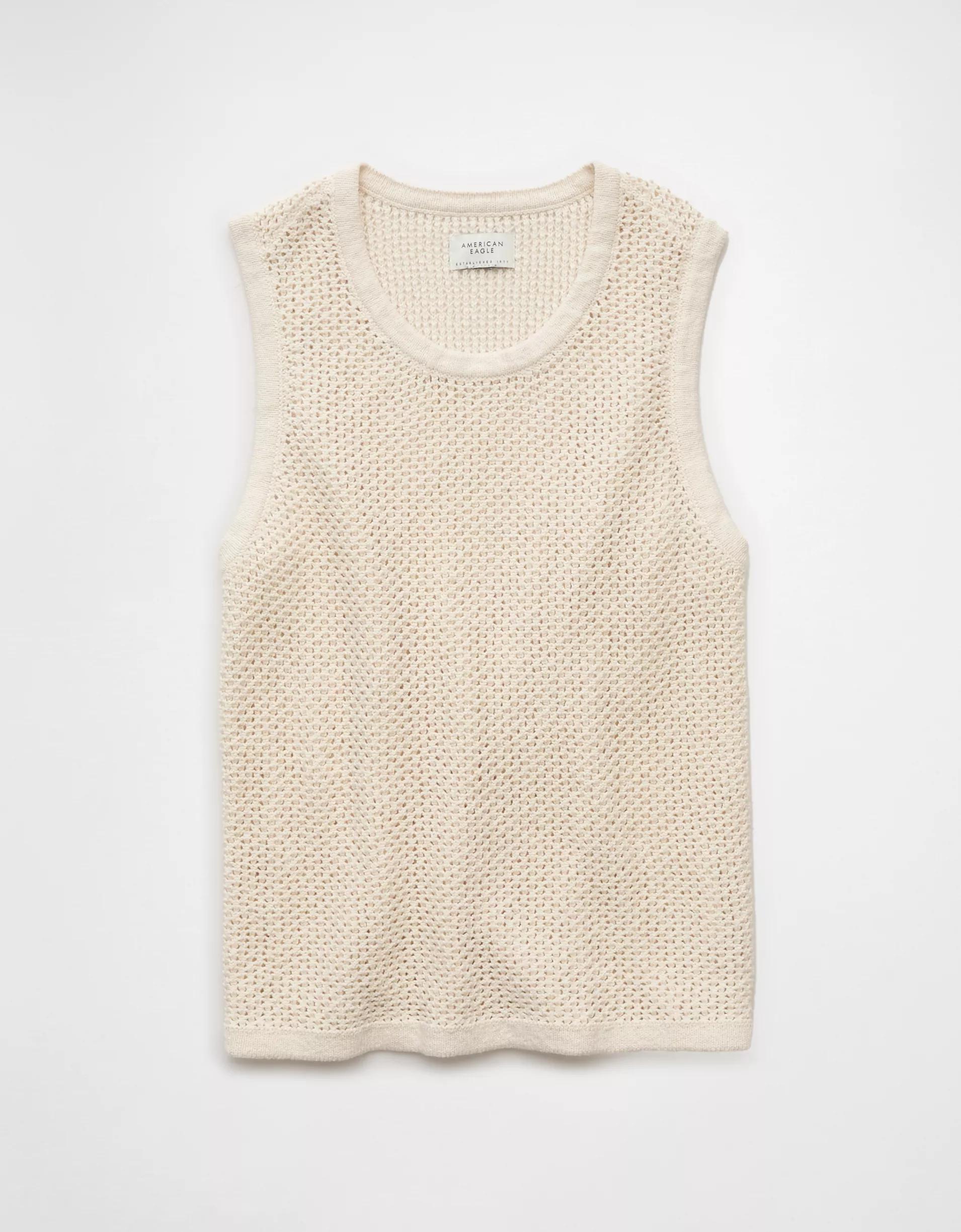 AE Open Knit Crochet Sweater Tank Top Product Image