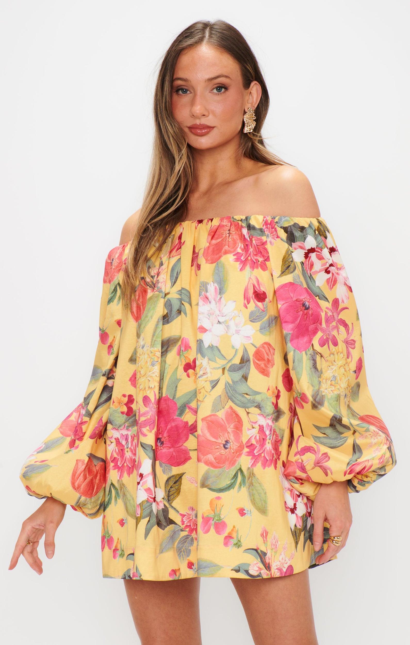 Brenna Mini Dress ~ Mimosa Floral Taffeta Product Image