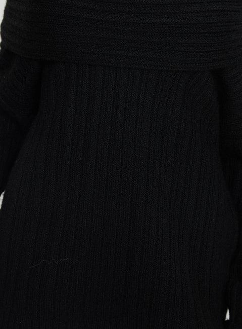 Snowie Off Shoulder Knit Sweater Black Product Image