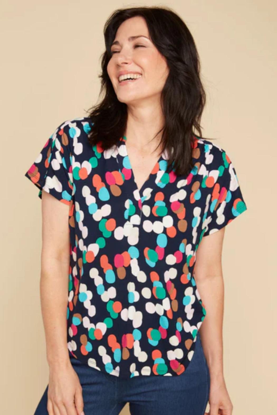 Print V-Neck Knit Top Product Image