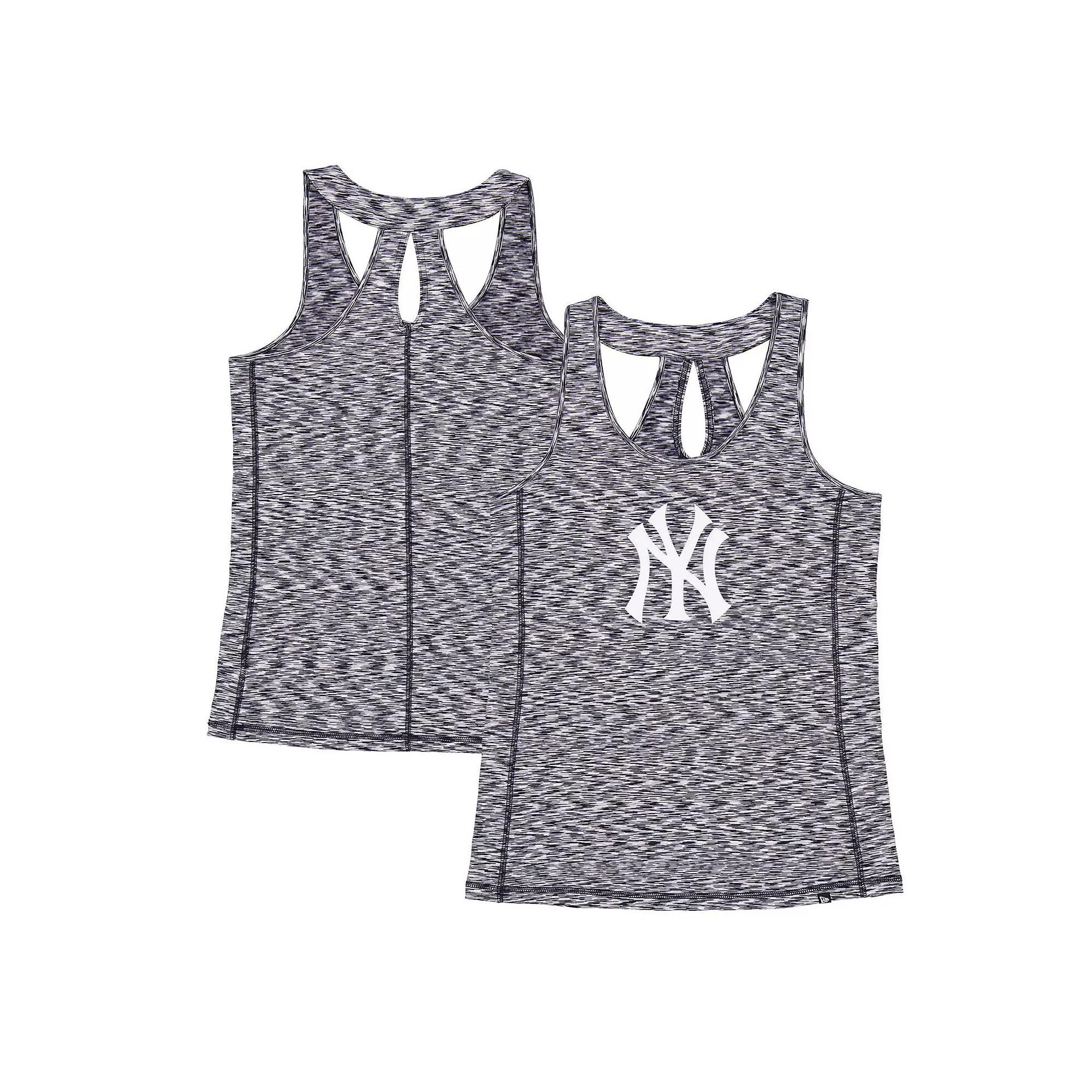 Women's New Era Navy New York Yankees Space Dye Keyhole Back Tank Top,  Product Image
