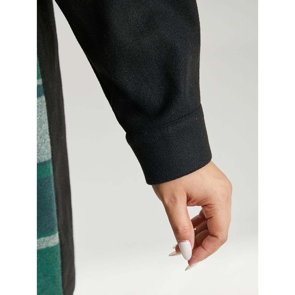 Plus Size Plaid Contrast Patchwork Pocket Button Up Shacket Women Green Contrast Pocket Dailywear Jackets BloomChic 10/M Product Image