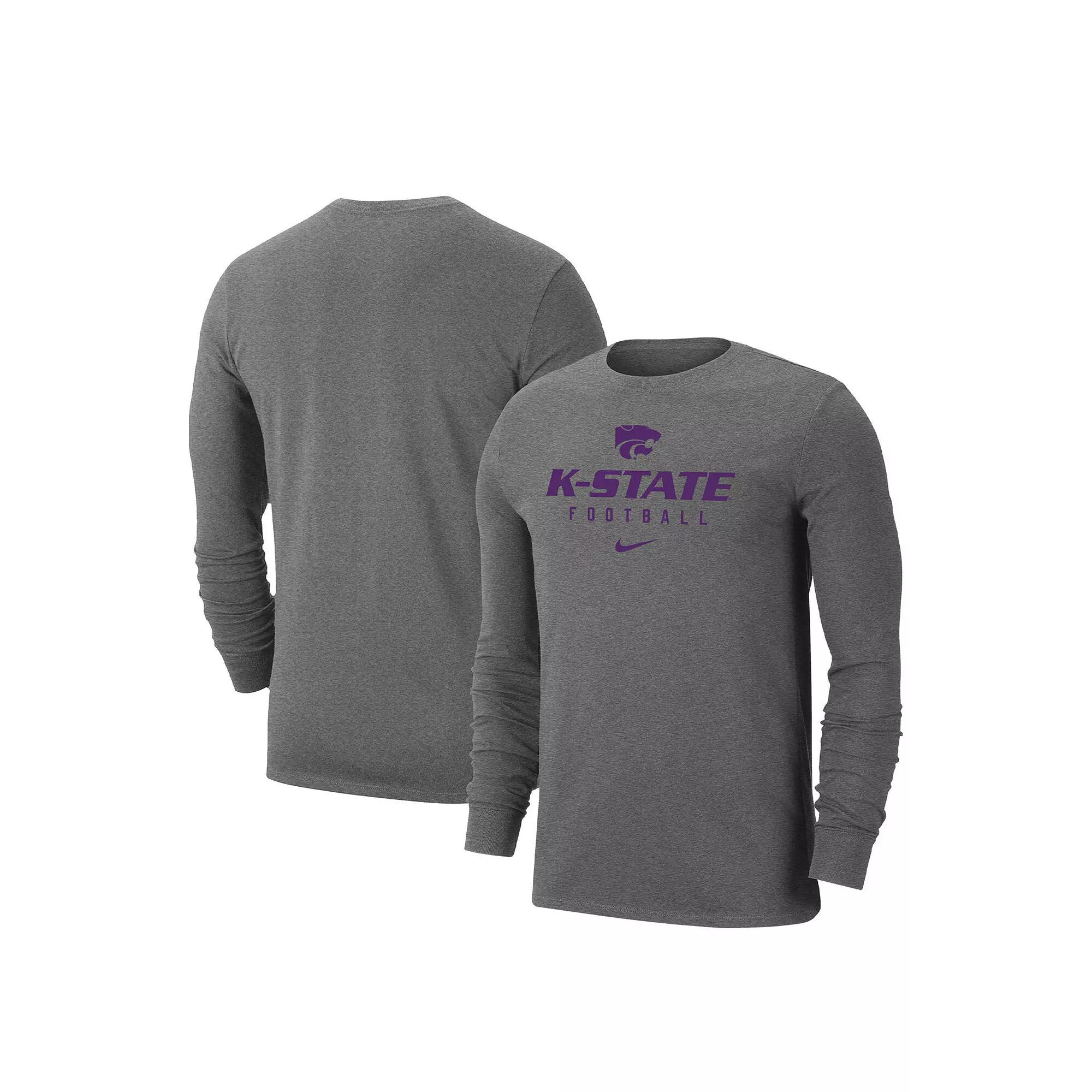 Men's Nike Heather Gray Kansas State Wildcats Changeover Performance Long Sleeve T-Shirt, Size: 2XL, Grey Product Image