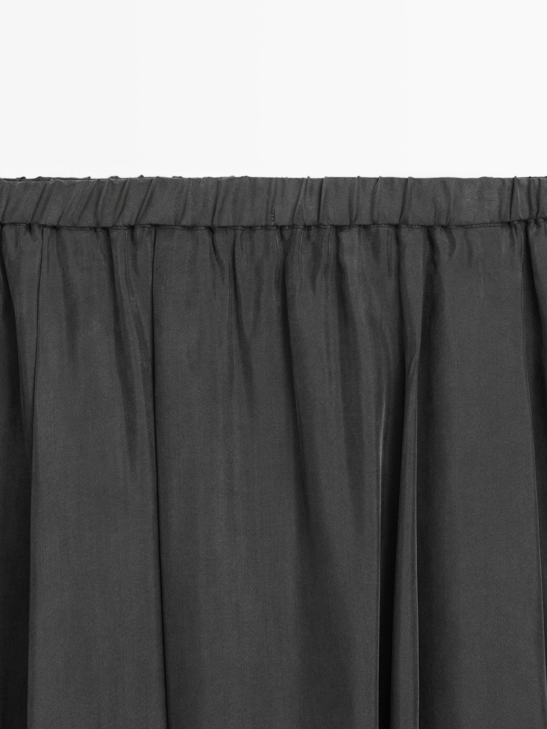 Cotton blend knit flared midi skirt Product Image