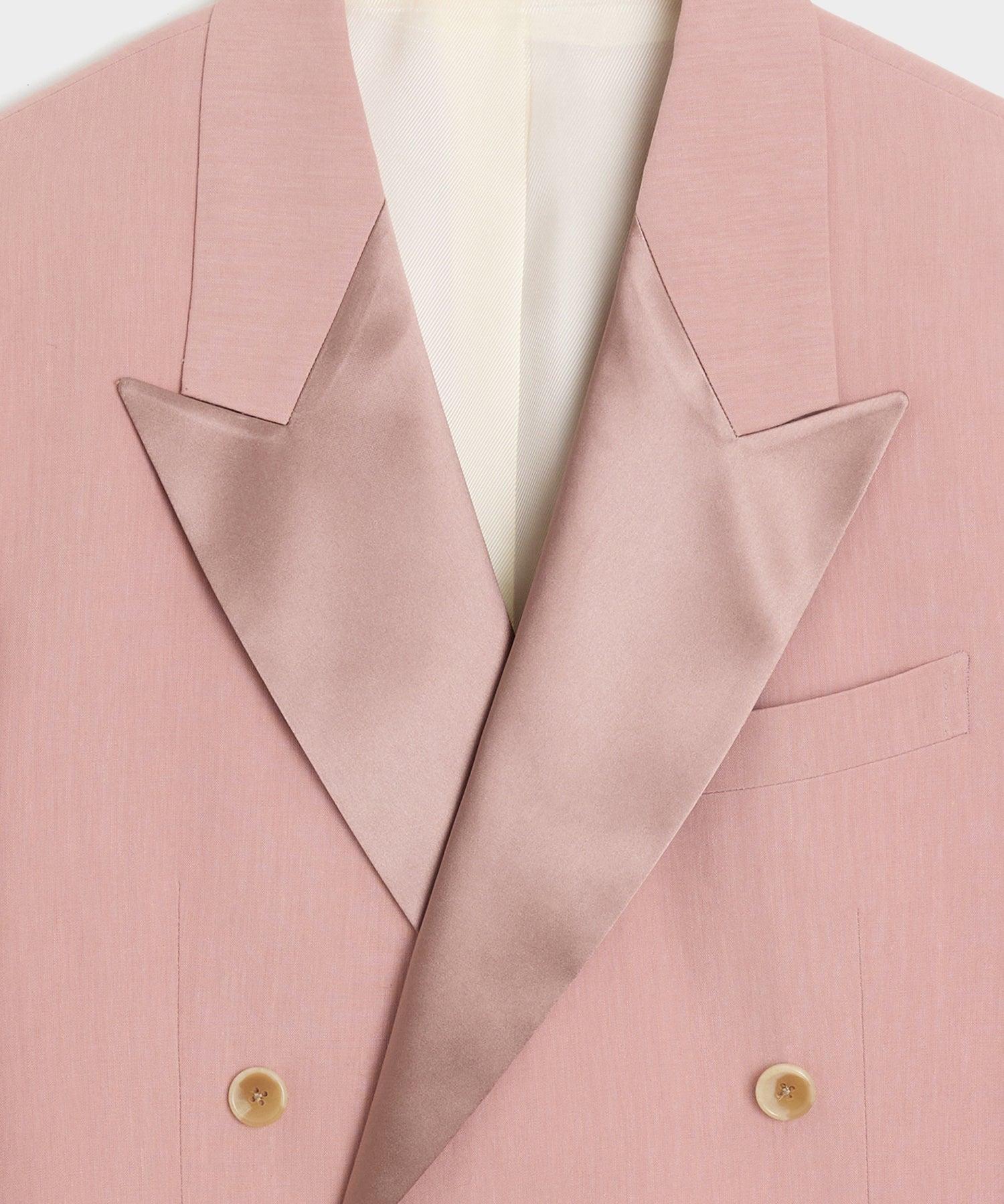 Relaxed Italian Sueded Linen Double-Breasted Tuxedo Jacket Product Image