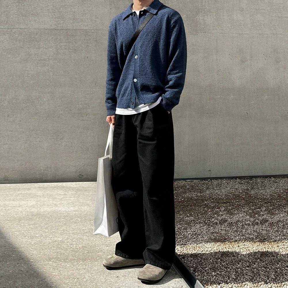 RT No. 11528 KNIT BUTTON-UP POLO SWEATER Product Image