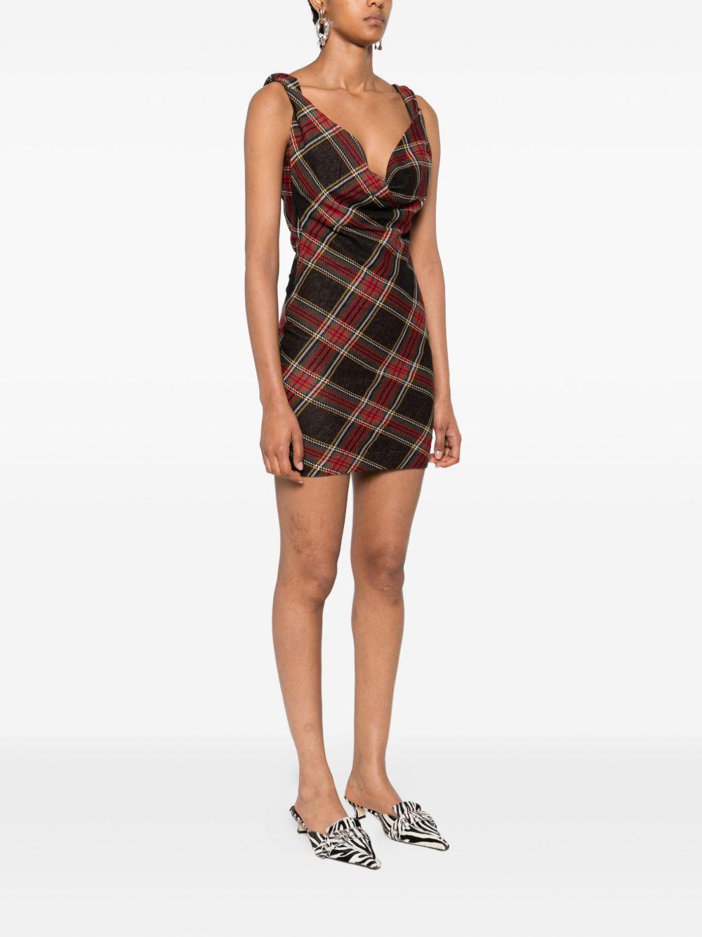 plaid cowl-neck dress Product Image