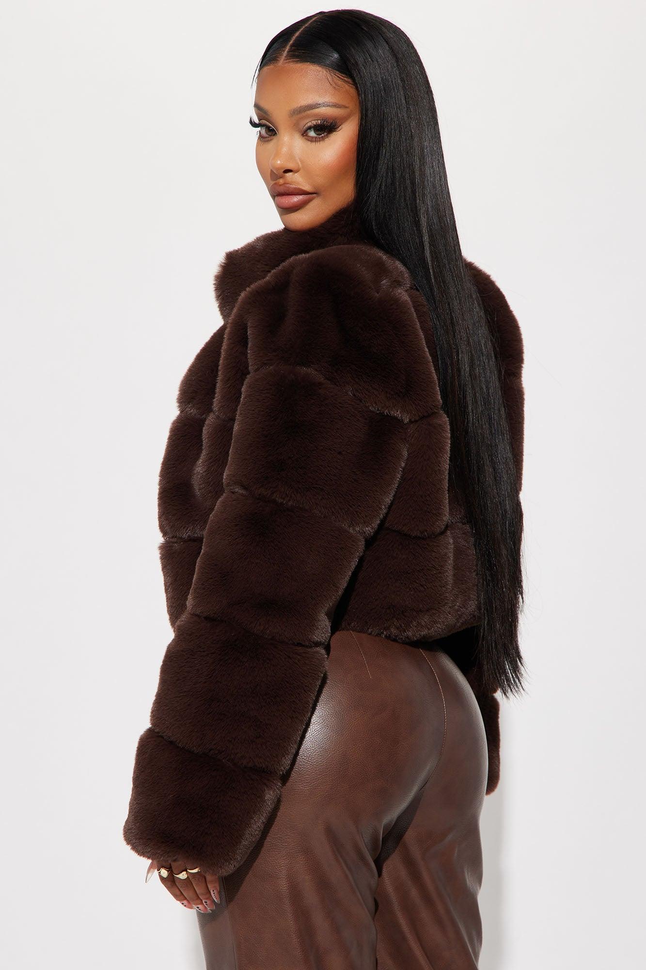 Ella Faux Fur Jacket - Brown Product Image