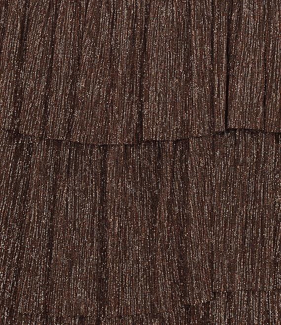 Gianni Bini Grace Metallic Plisse Sweetheart Neck Cut-Out Tiered Dress Product Image