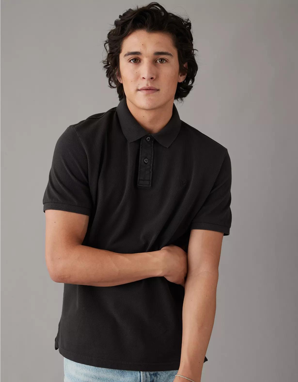 AE Lived-In Pique Polo Shirt Product Image