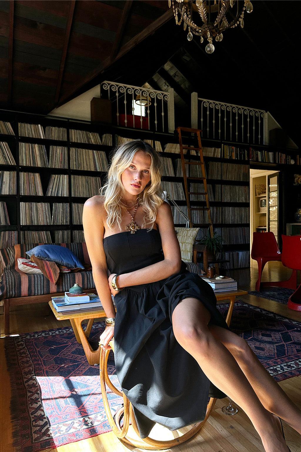 Blaire Strapless Drop Waist Midi Dress Product Image