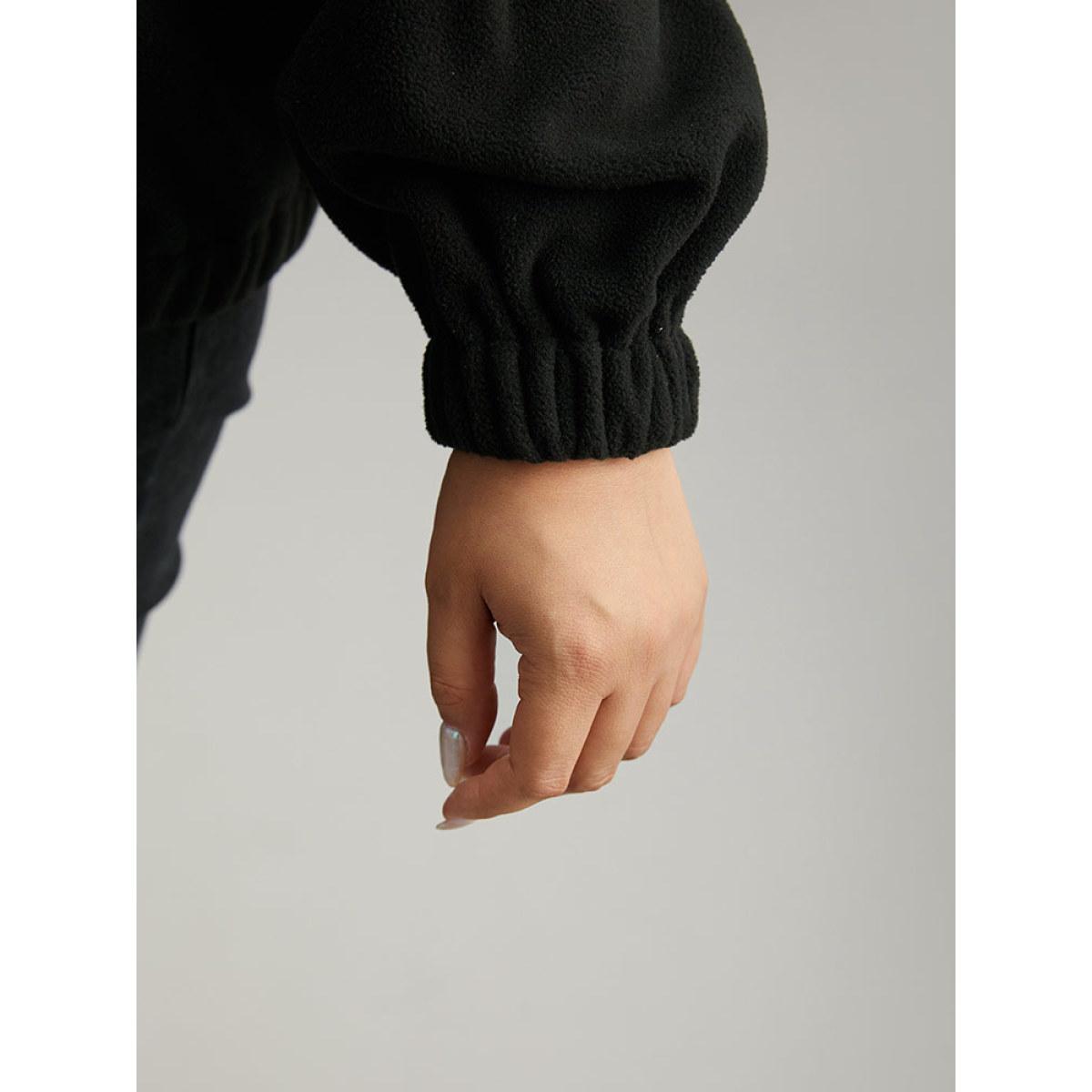 Plus Size Colorblock Contrast Zipper Drop Shoulder Jacket Women Gray Elastic cuffs Dailywear Jackets BloomChic 18-20/2X Product Image