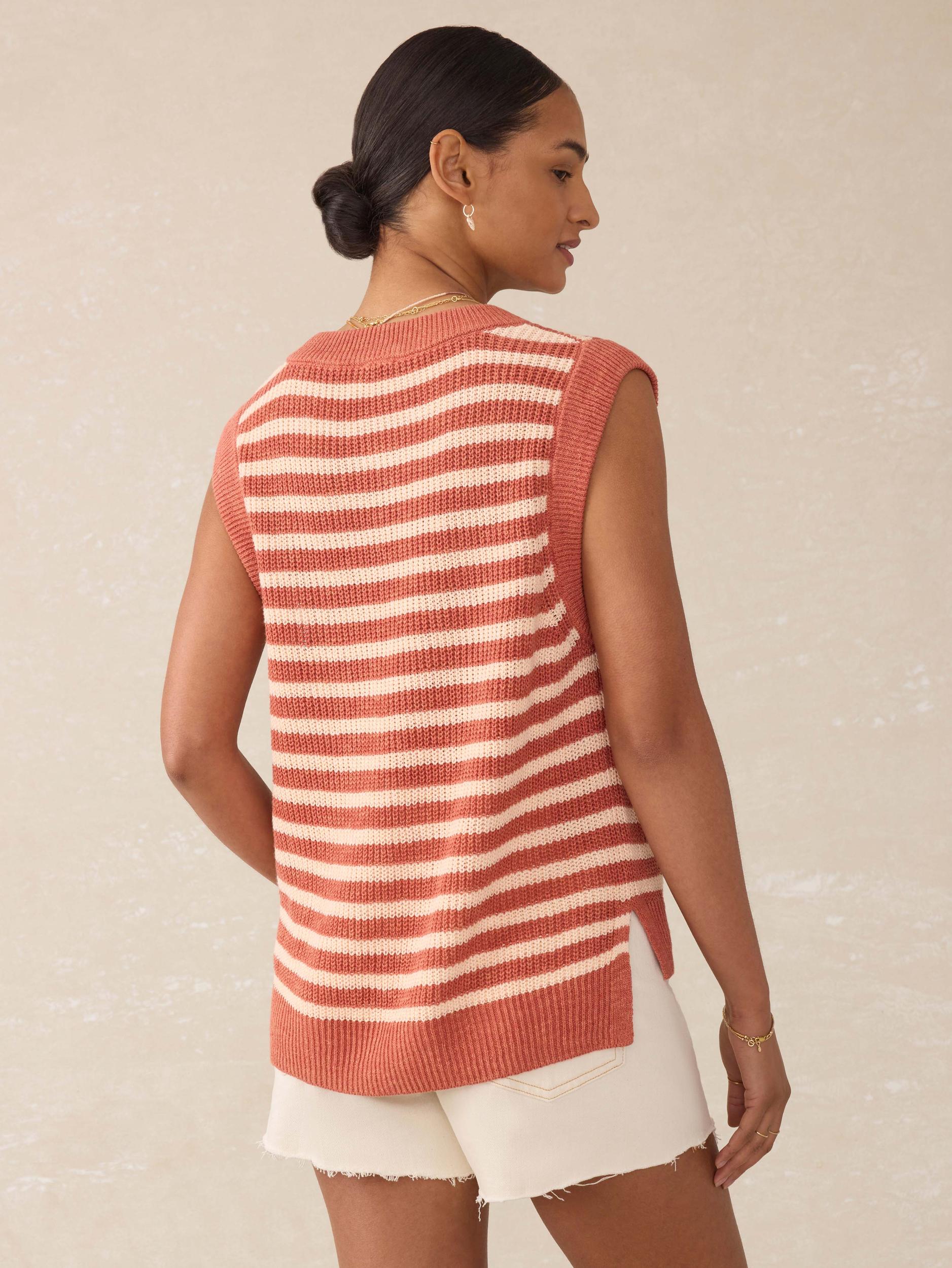 Miramar Linen Sweater Tank - Sandstone Stripe Product Image