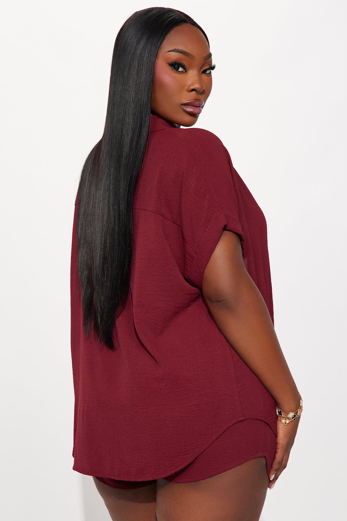 Hot Summer Short Set - Burgundy Female Product Image