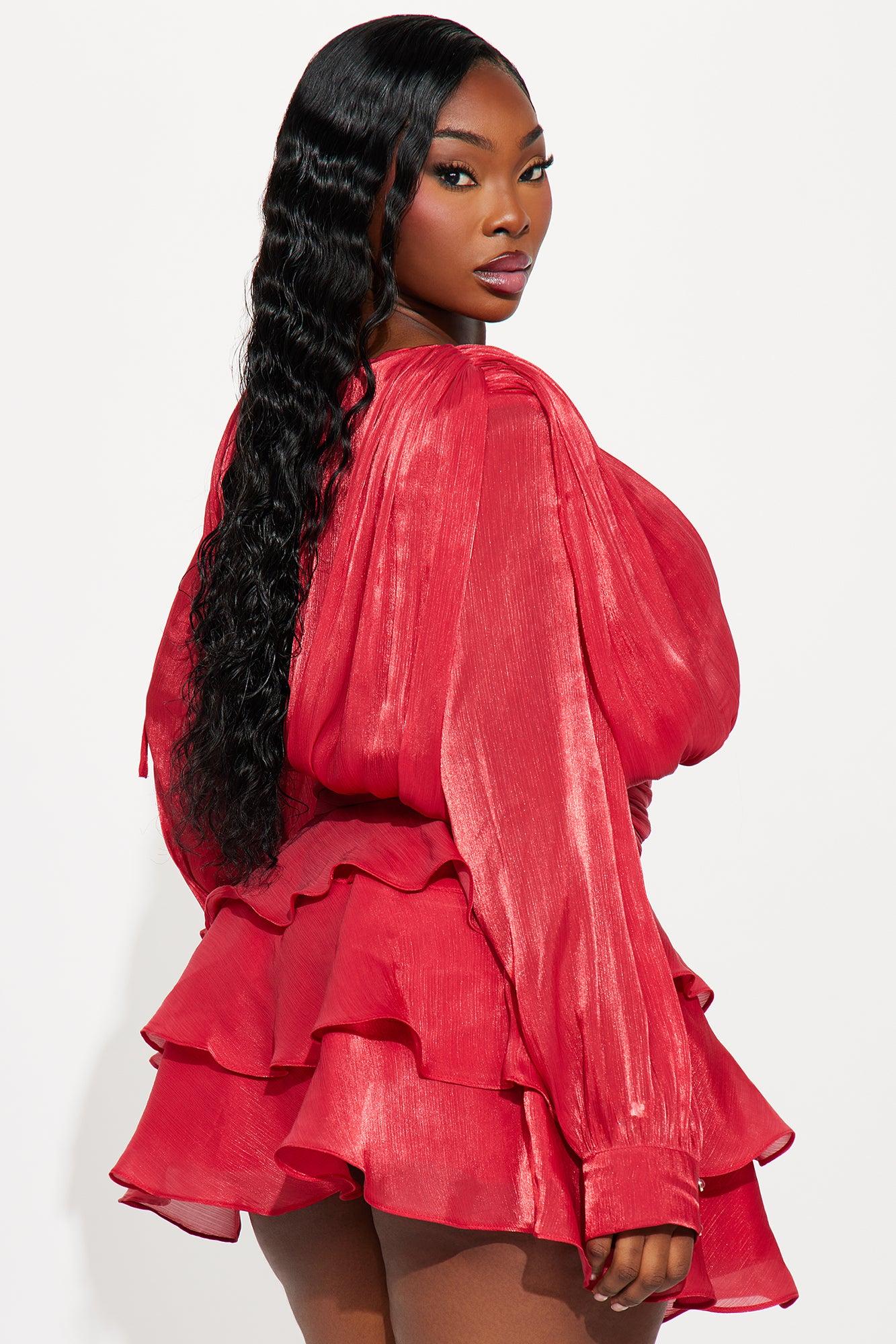 Giselle Soft Organza Mini Dress - Burgundy Female Product Image