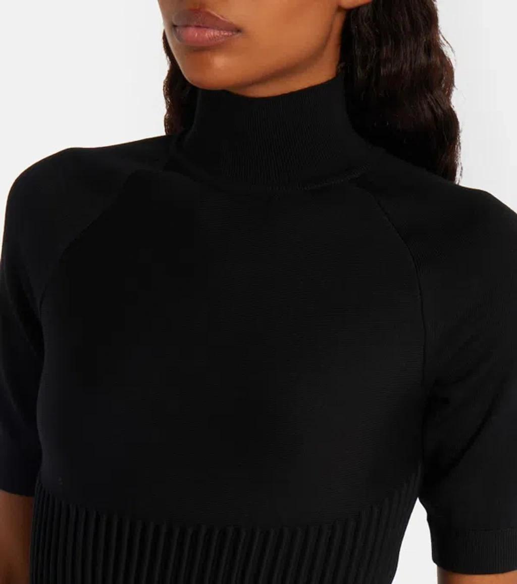 ALAÏA Womens Noir Alaia Crinoline Ribbed Wool-blend Mini Dress In Black Product Image