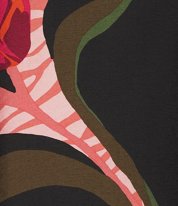 Ali Miles Plus Size Woven Floral Zebra Multi Print Round Neck Long Dolman Sleeve Button Front Tunic Product Image