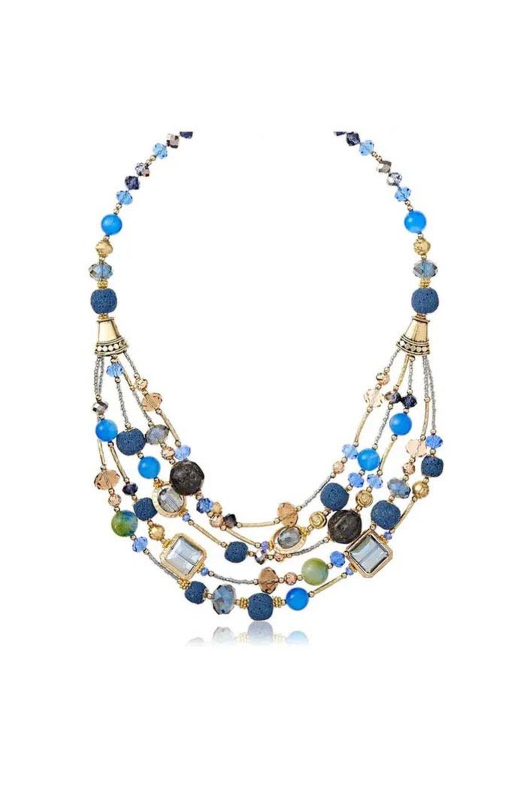 Pumice Royal Blue Beaded Statement Necklace Product Image