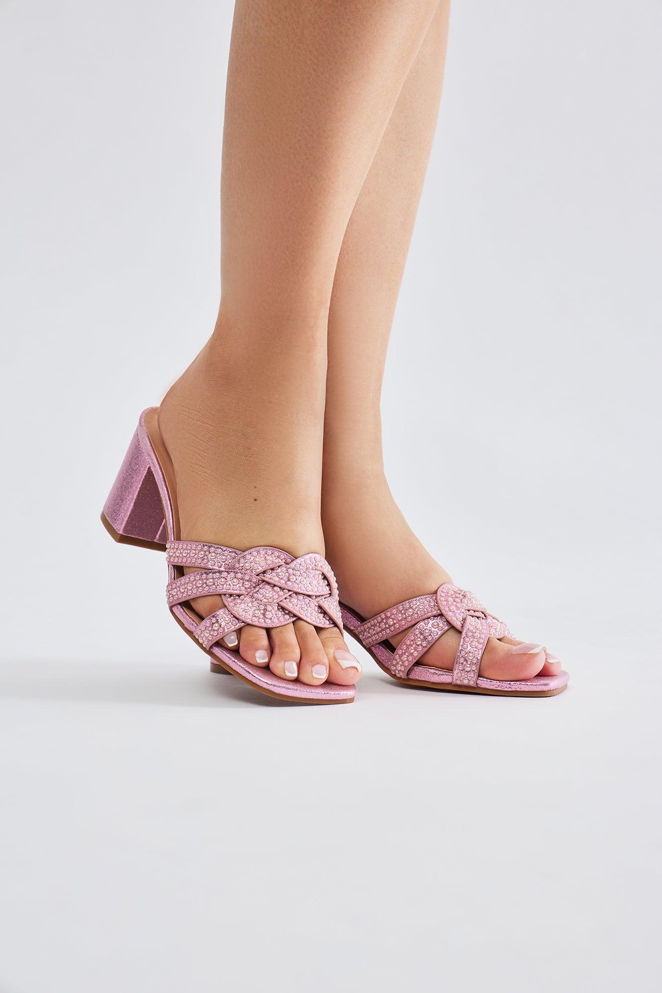 Shauna Pearl Heeled Sandals - Pink Product Image