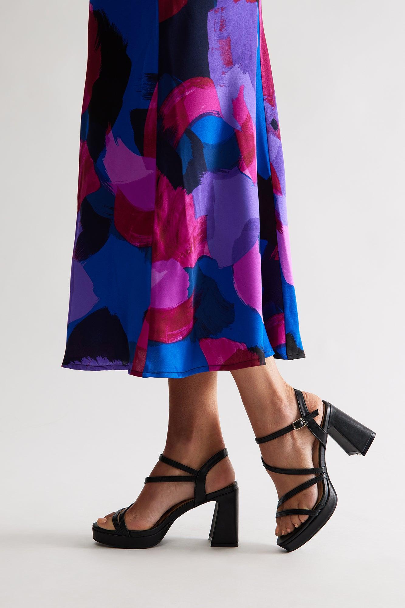 Adriel Faux Leather Ankle Strap Heels - Black Product Image