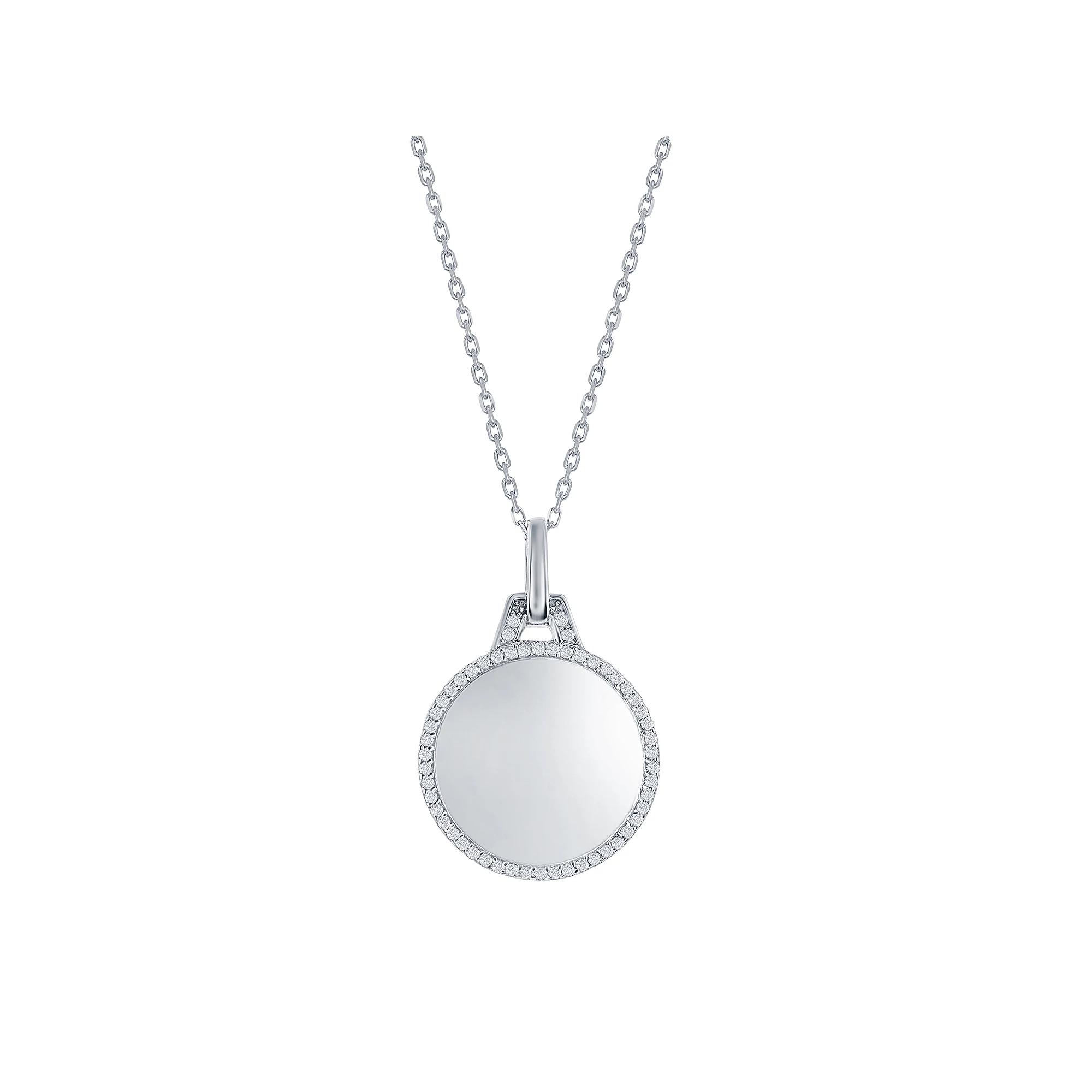 Argento Bella Sterling Silver Cubic Zirconia Polished Circle Pendant Necklace, Womens Product Image