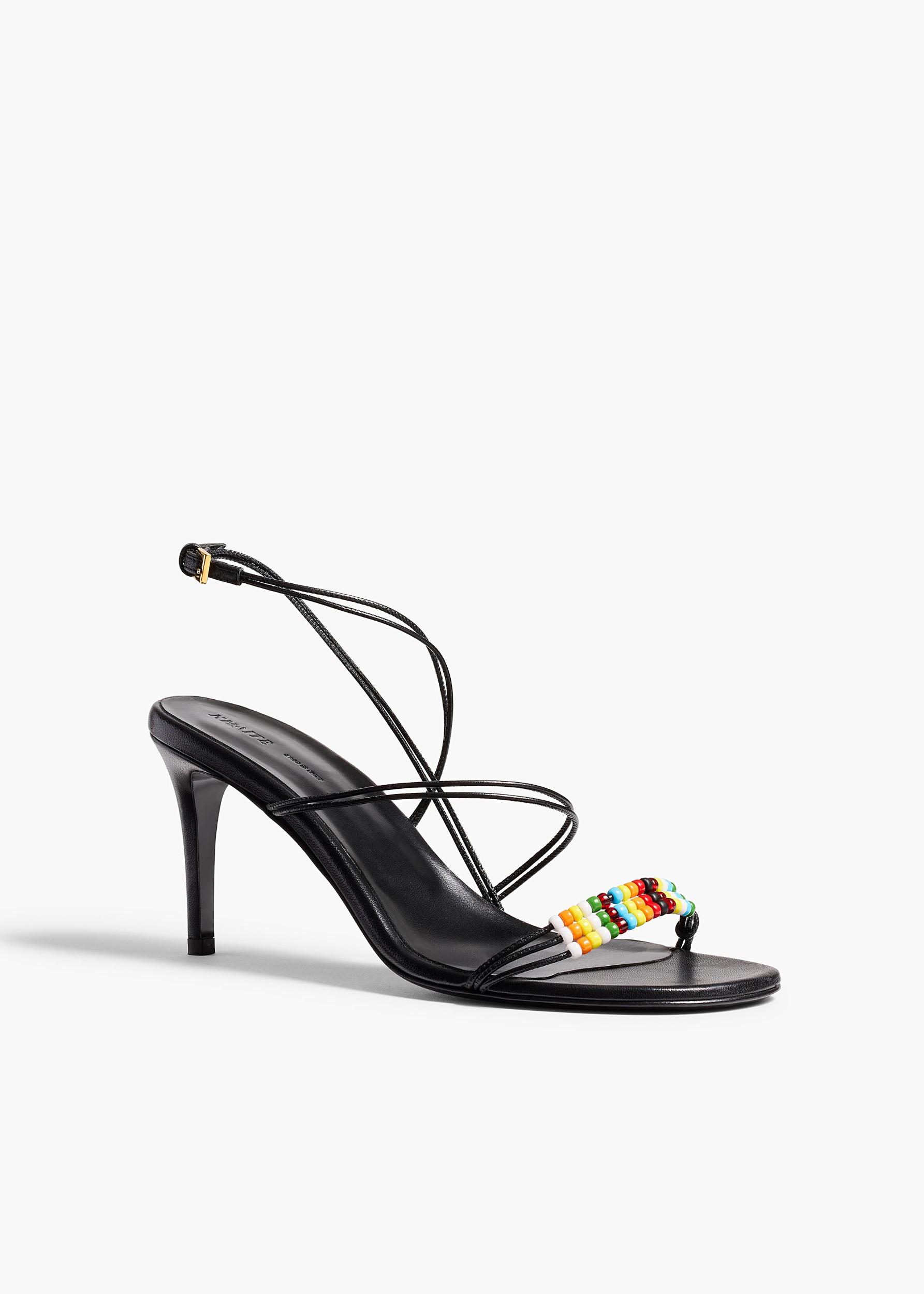 Loop Sandal with Beads in Black Leather Product Image
