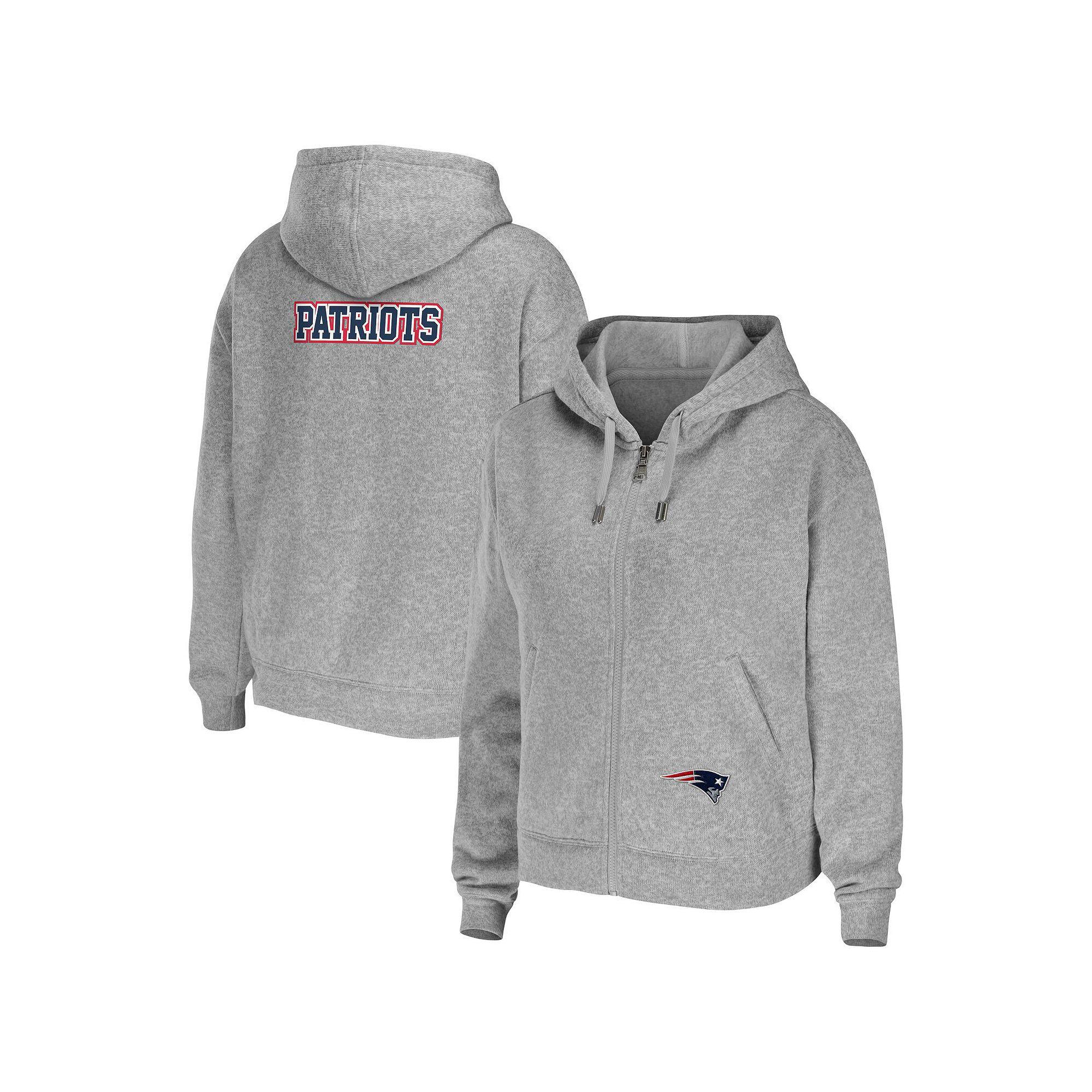 Women's WEAR by Erin Andrews Heathered Gray New England Patriots Team Full-Zip Hoodie,  Product Image