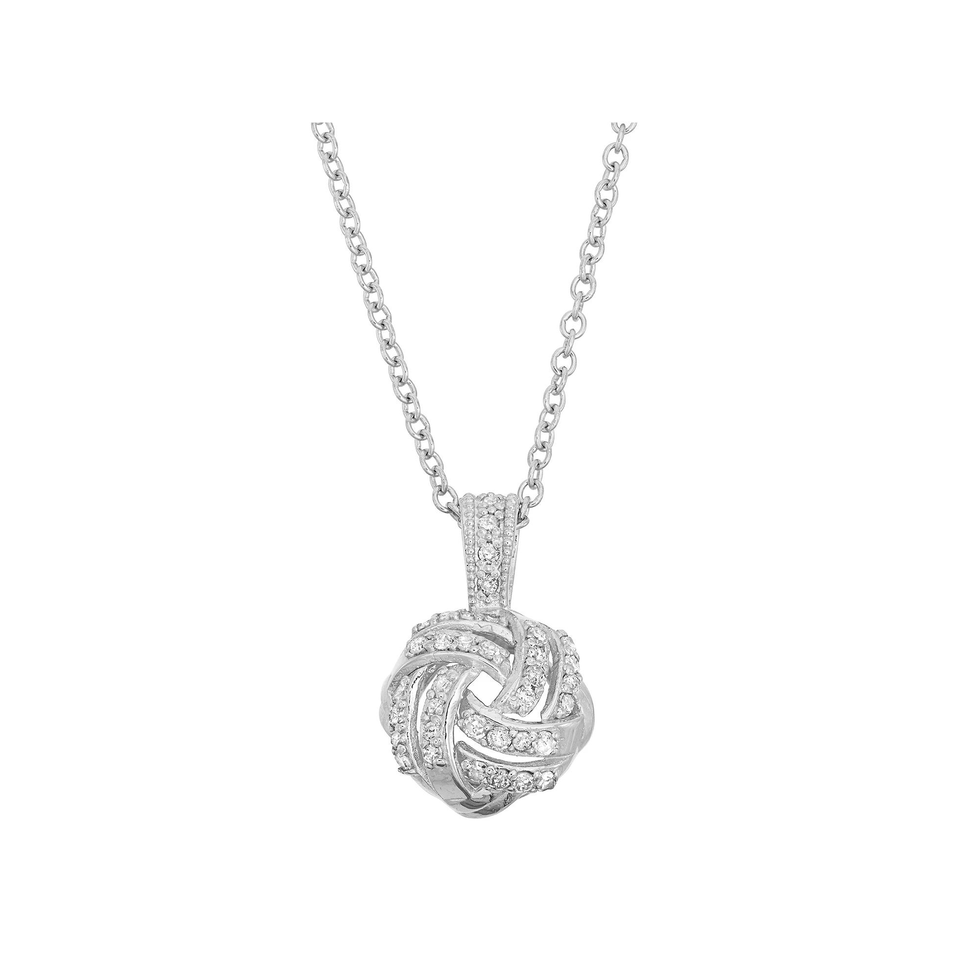 Tiara 10k Gold 1/5 Carat T.W. Love Knot Pendant, Women's, Size: 18", 10k White Gold Product Image