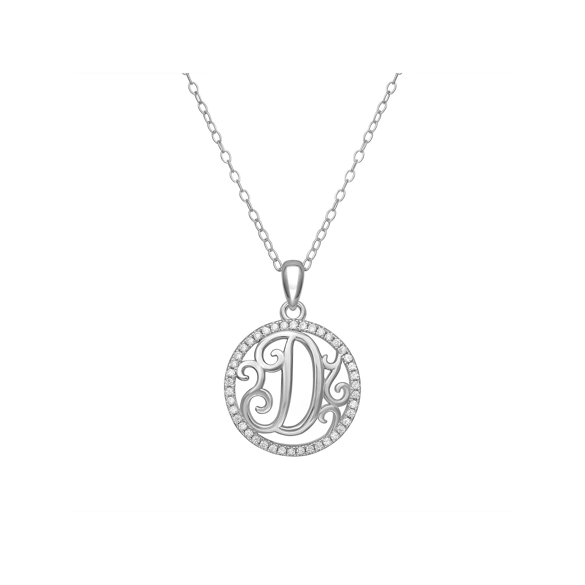 PRIMROSE Sterling Silver Cubic Zirconia Initial Pendant Necklace, Women's, Size: 18" Product Image