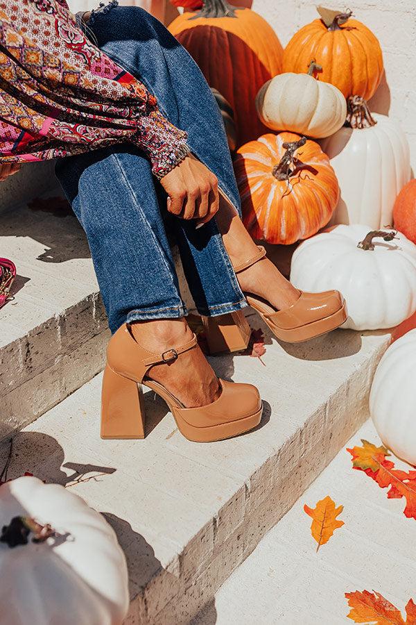 The Brielle Patent Platform Heel In Iced Latte Product Image