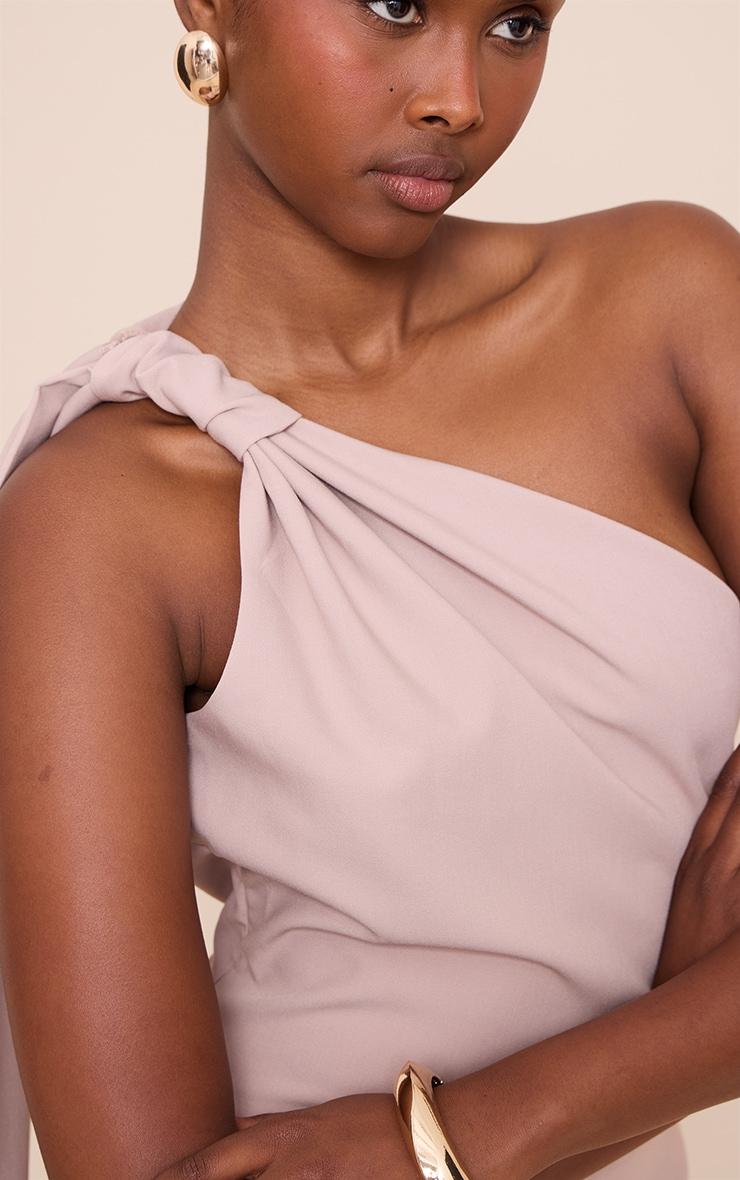 Taupe Woven Fringe Scarf Detail Mini Dress Product Image