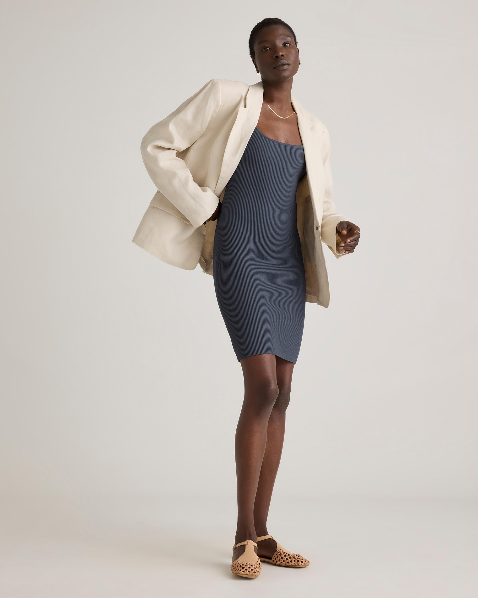 Quince | Women's Square Neck Ribbed Knit Mini Dress Recycled nylon/polyester/spandex Product Image