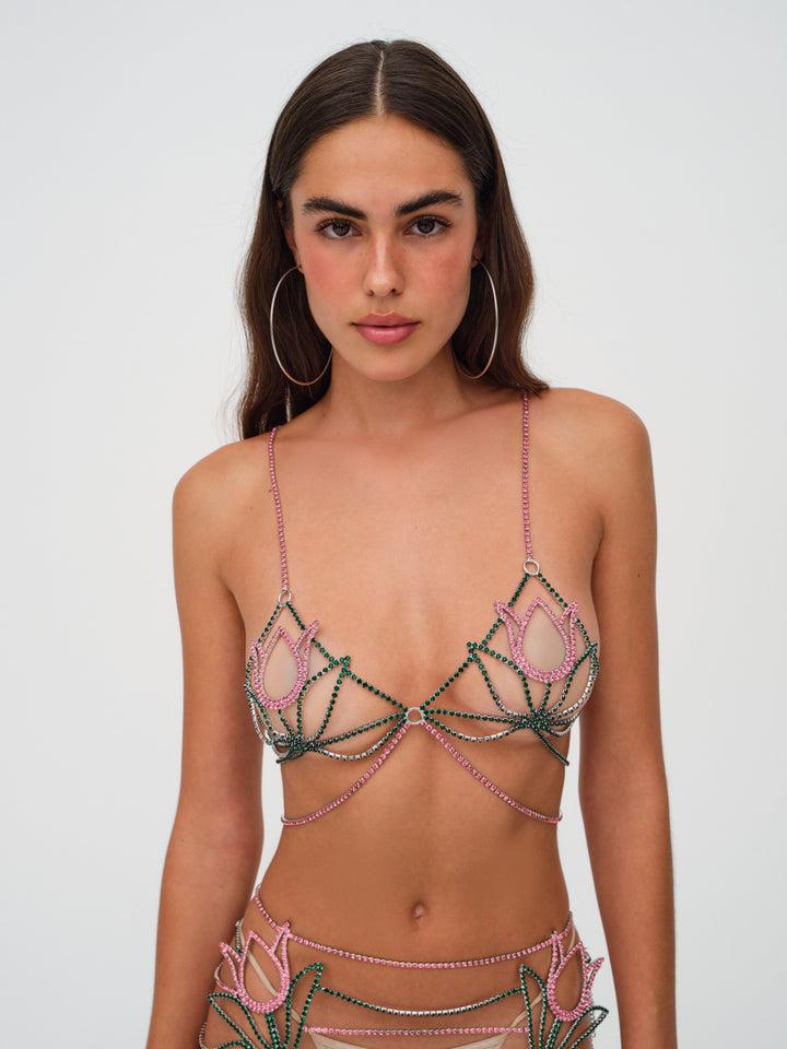 Tulip Rhinestone Bralette — Pink Product Image