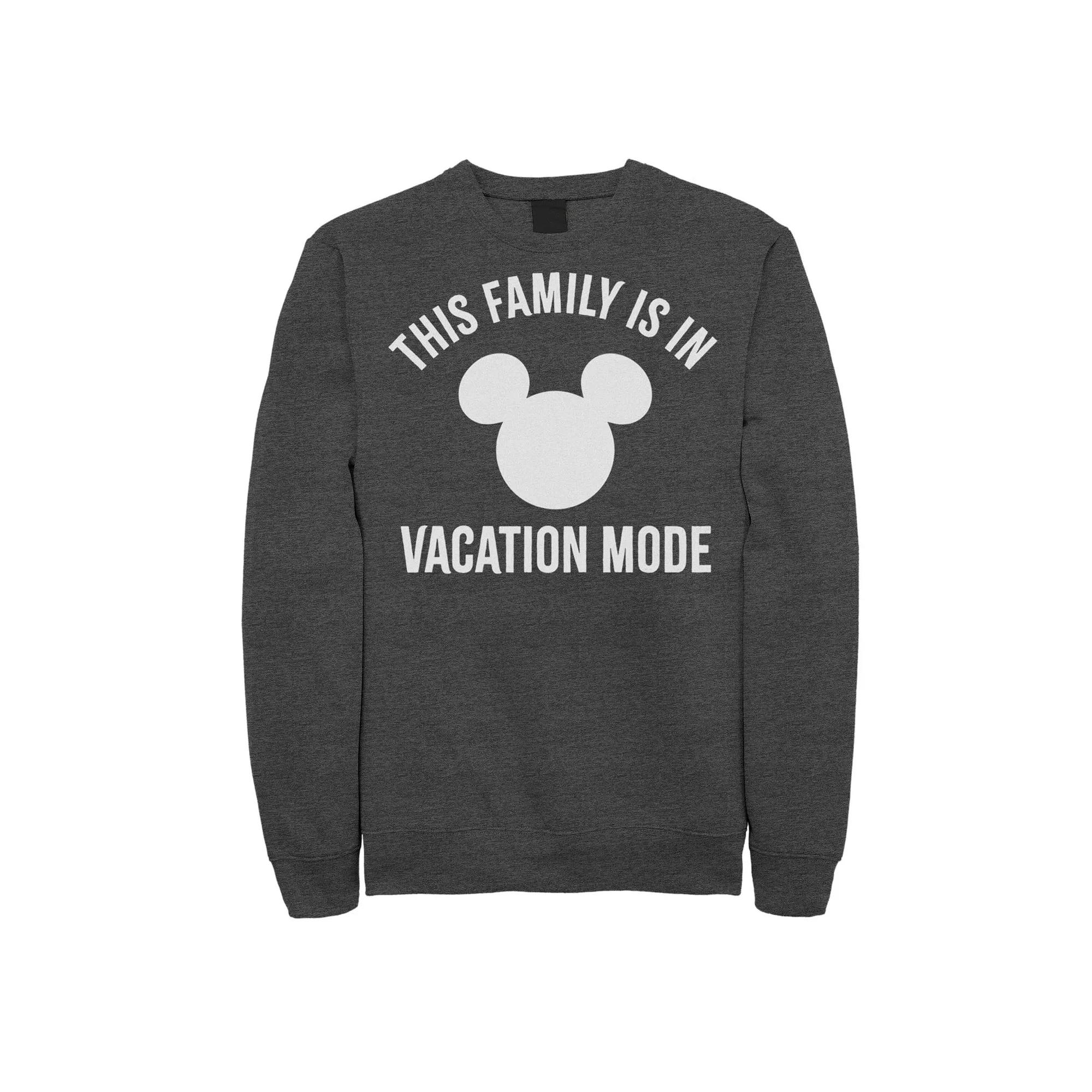 Men's Disney Park Family Is In Vacation Mode Sweatshirt, Size: Small, Grey Heather Product Image