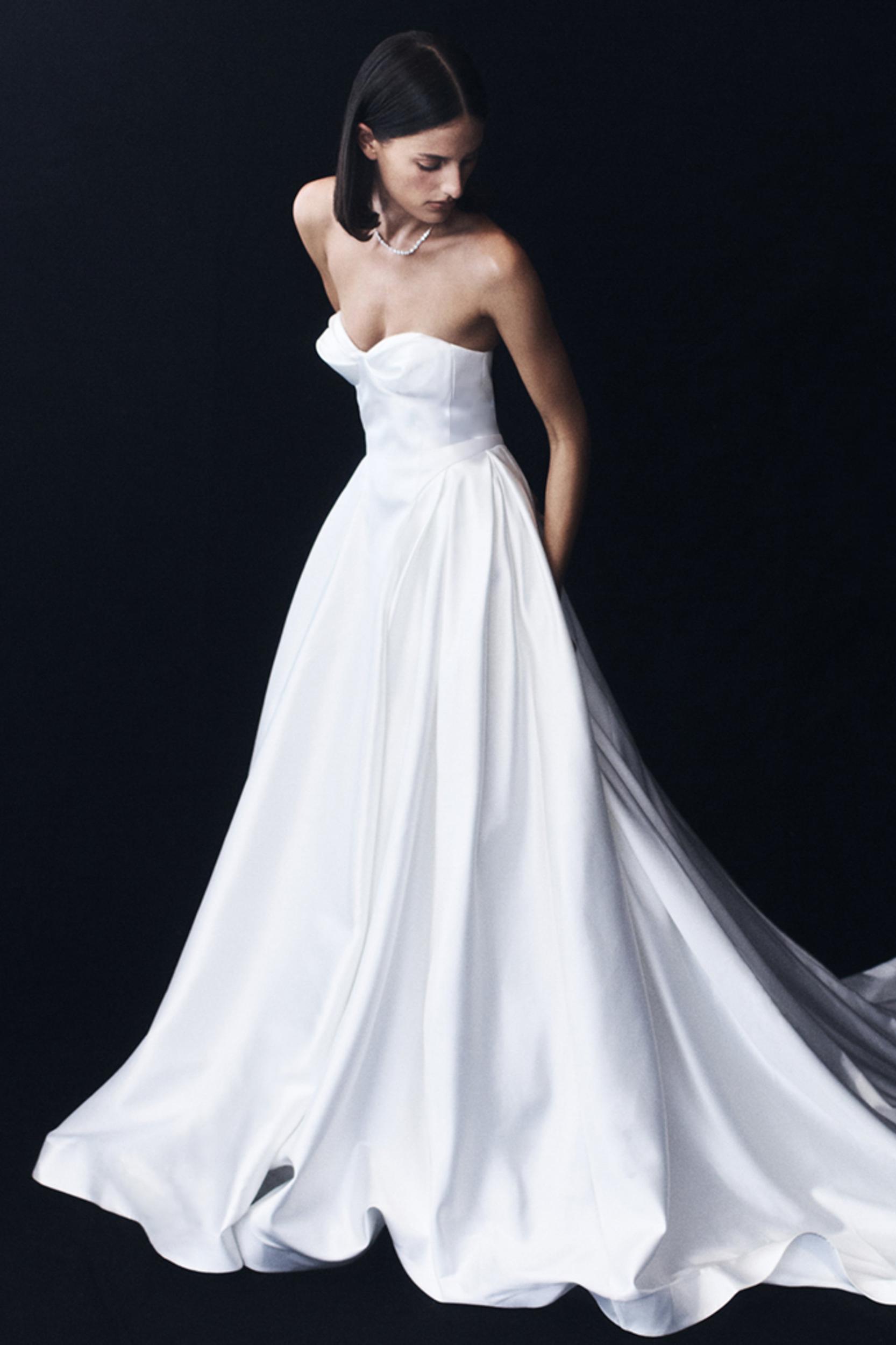 Delphine Satin Strapless Maxi Gown - White Product Image